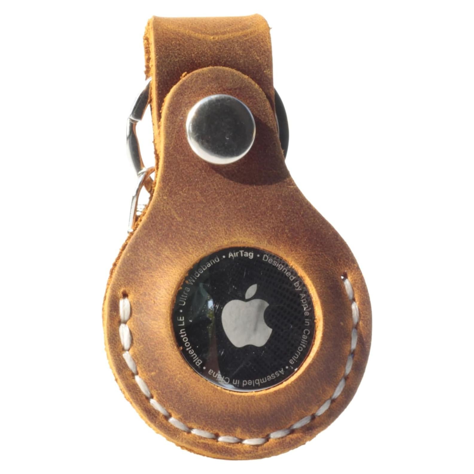 Funda de Cuero para Airtag Camel - Llavero Genuino