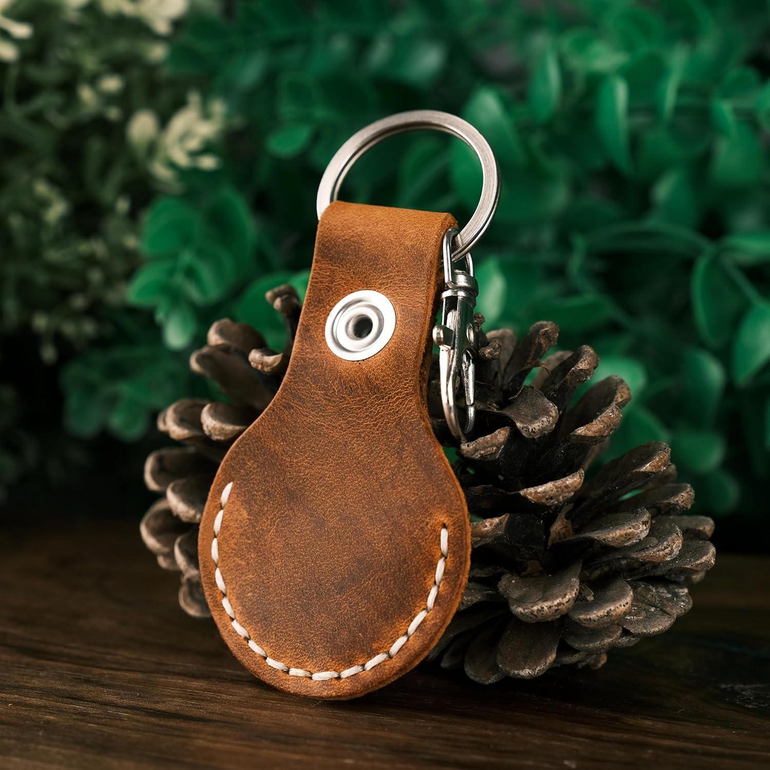 Funda de Cuero para Airtag Camel - Llavero Genuino