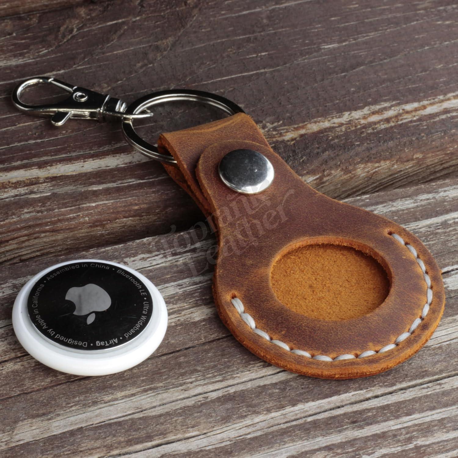Funda de Cuero para Airtag Camel - Llavero Genuino