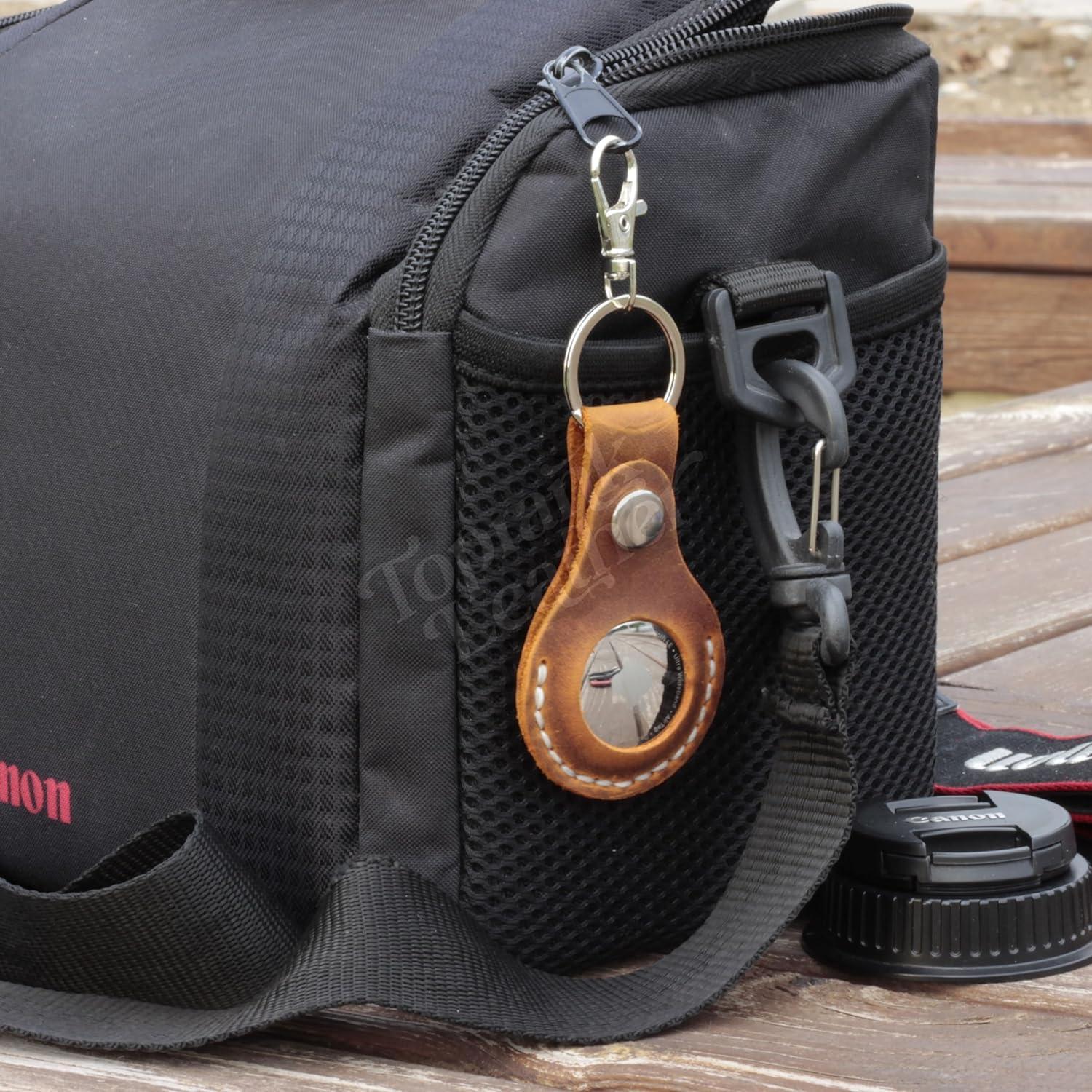 Funda de Cuero para Airtag Camel - Llavero Genuino