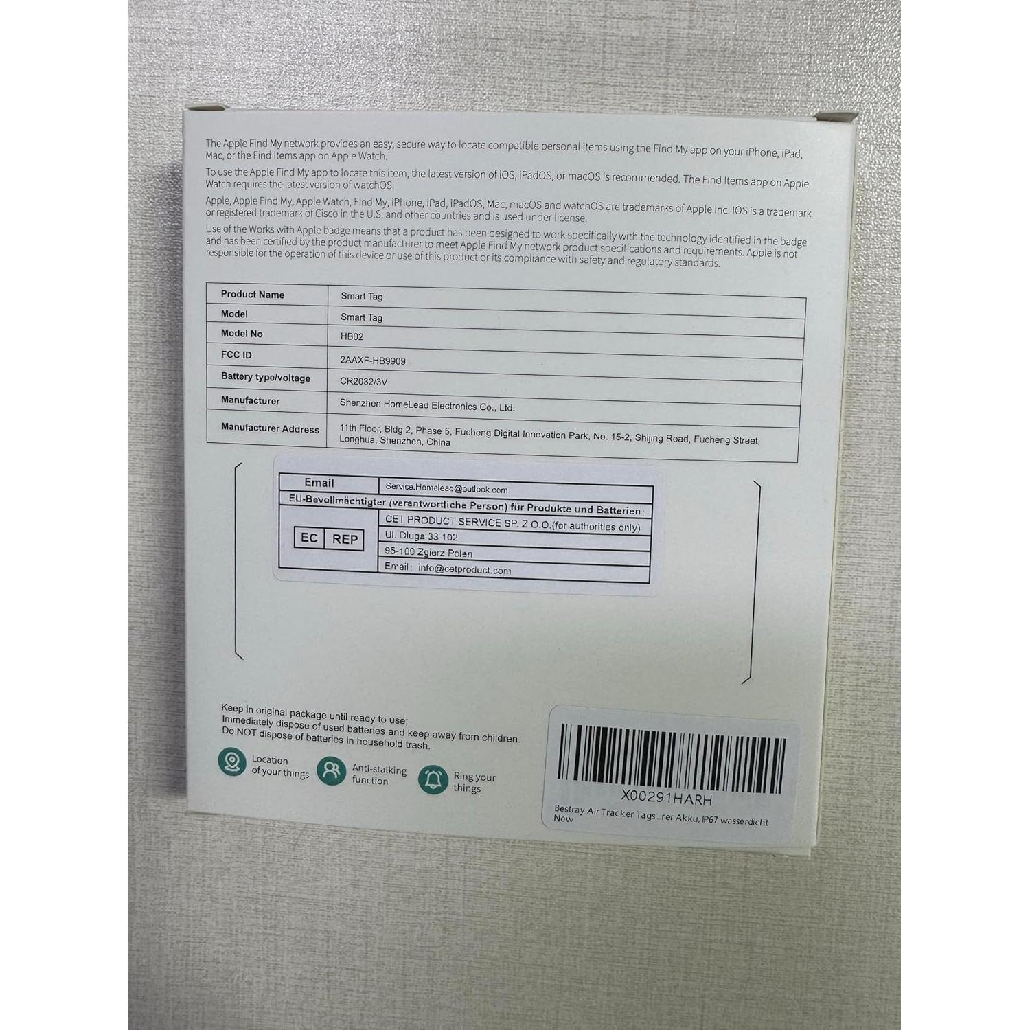 Rastreador Bluetooth Bestray 4 Pack IP67 para iPhone