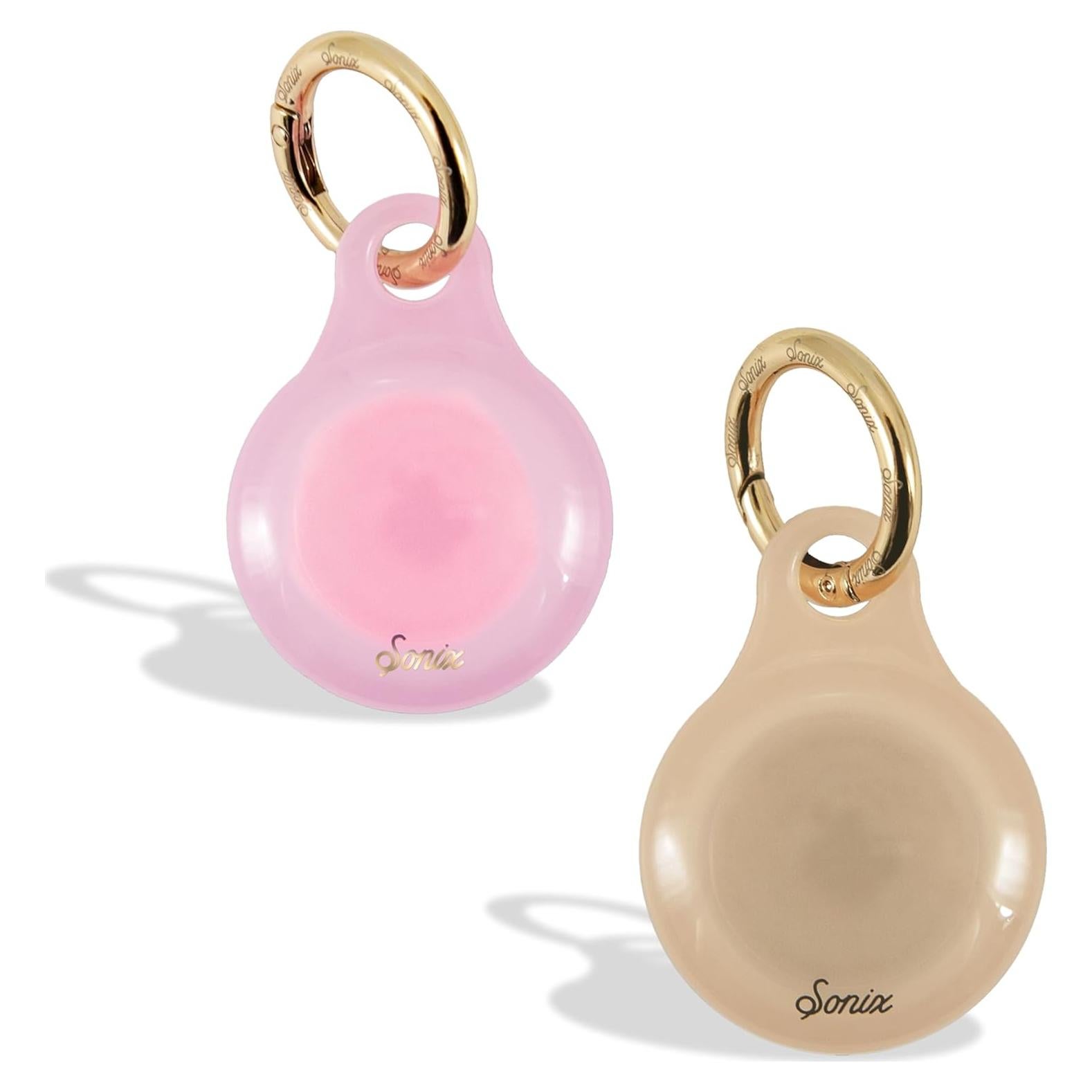 Fundas para Apple AirTags Lenntek - 2 Piezas Rosa y Albaricoque