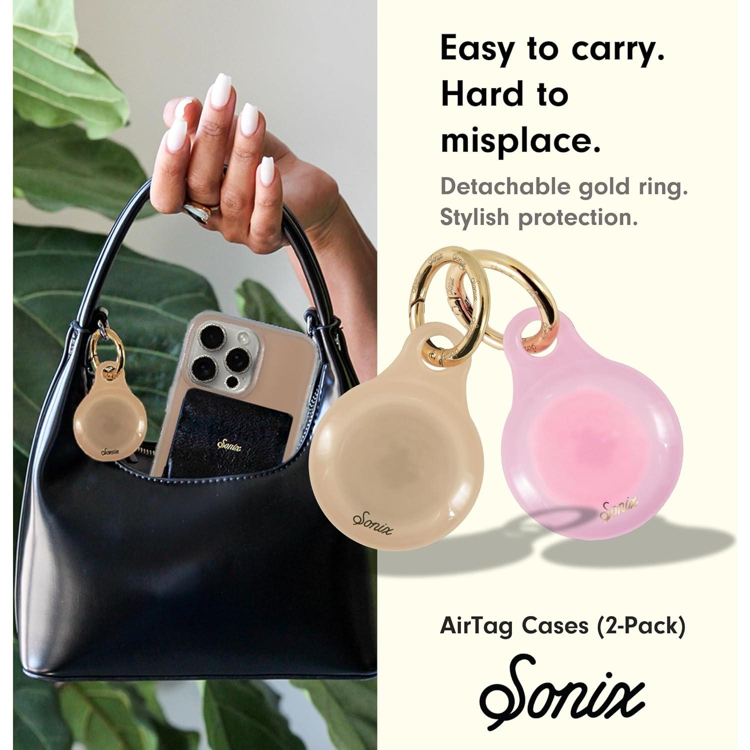 Fundas para Apple AirTags Lenntek - 2 Piezas Rosa y Albaricoque