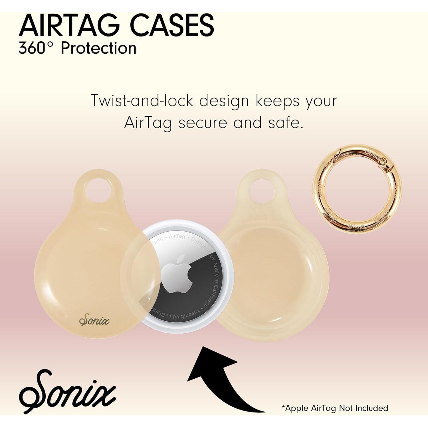 Fundas para Apple AirTags Lenntek - 2 Piezas Rosa y Albaricoque