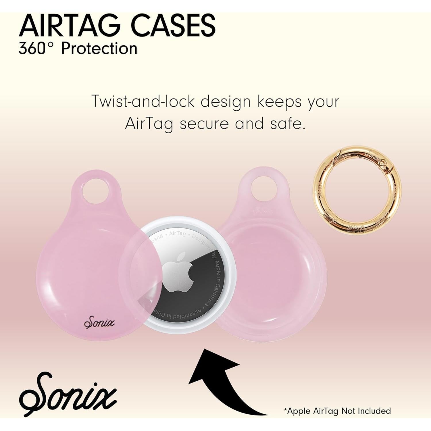 Fundas para Apple AirTags Lenntek - 2 Piezas Rosa y Albaricoque