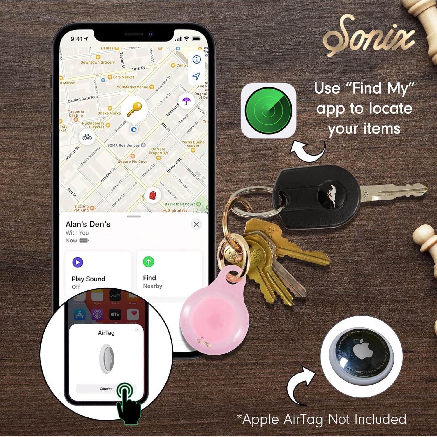 Fundas para Apple AirTags Lenntek - 2 Piezas Rosa y Albaricoque