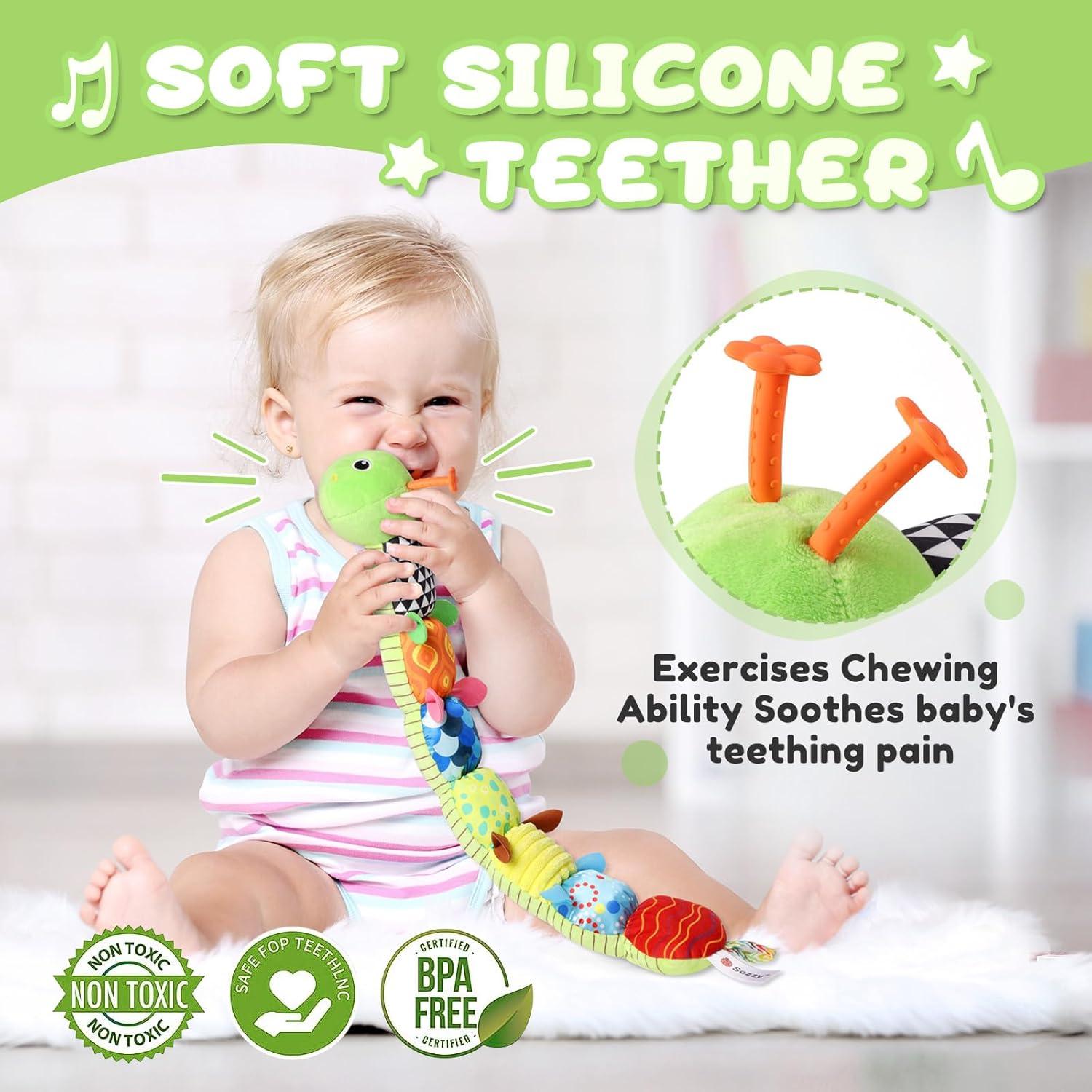 Juguete Musical de Peluche Oruga Verde para Bebés 0-12 Meses