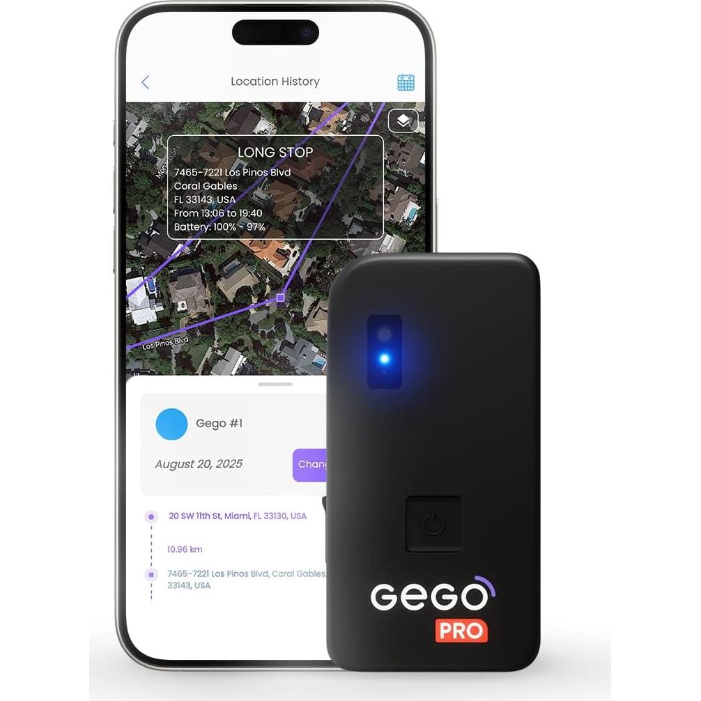 Rastreador de Equipaje GEGO PRO GPS WiFi GSM Bluetooth Negro