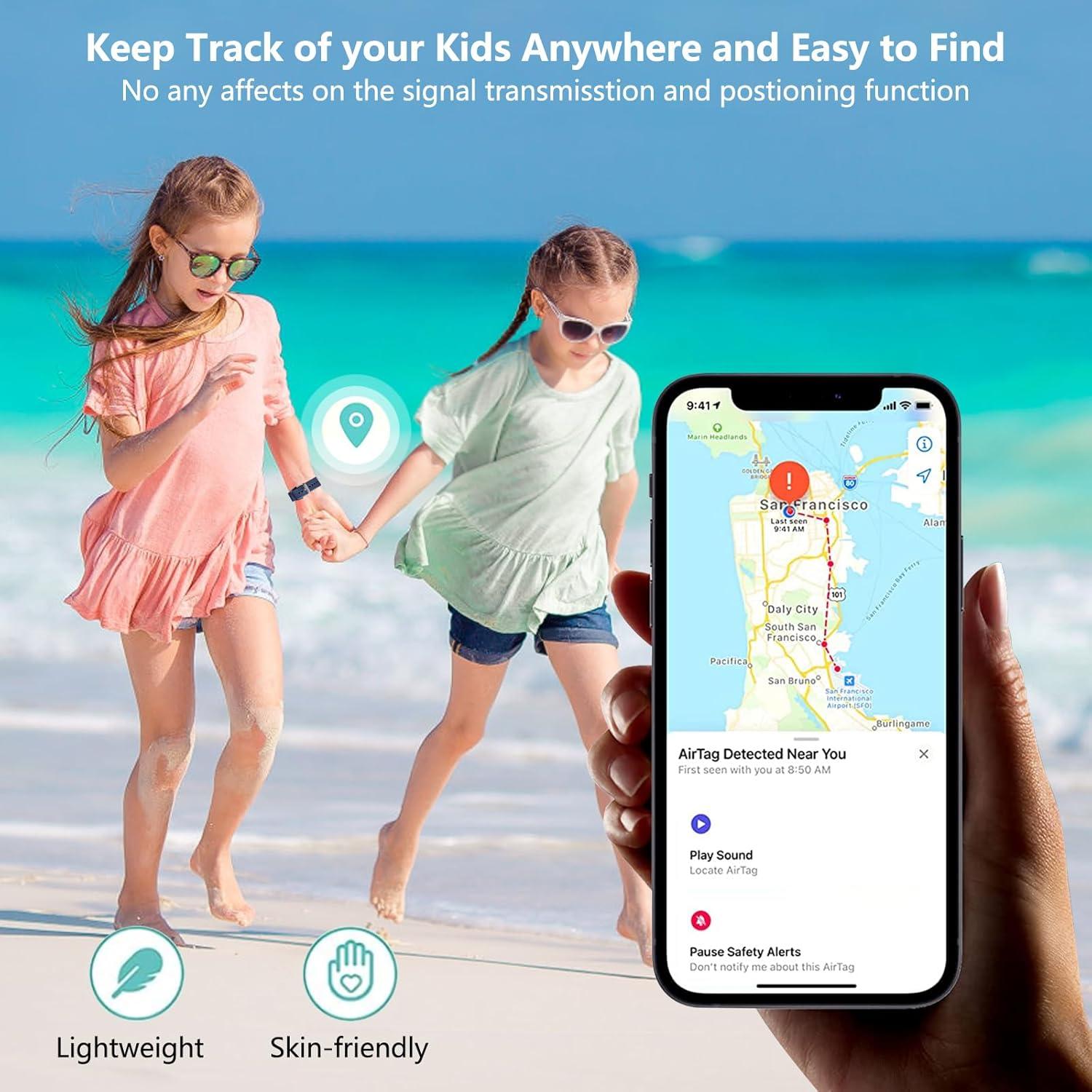 2 Pulseras Impermeables AirTag Niños - Silicona Ajustable