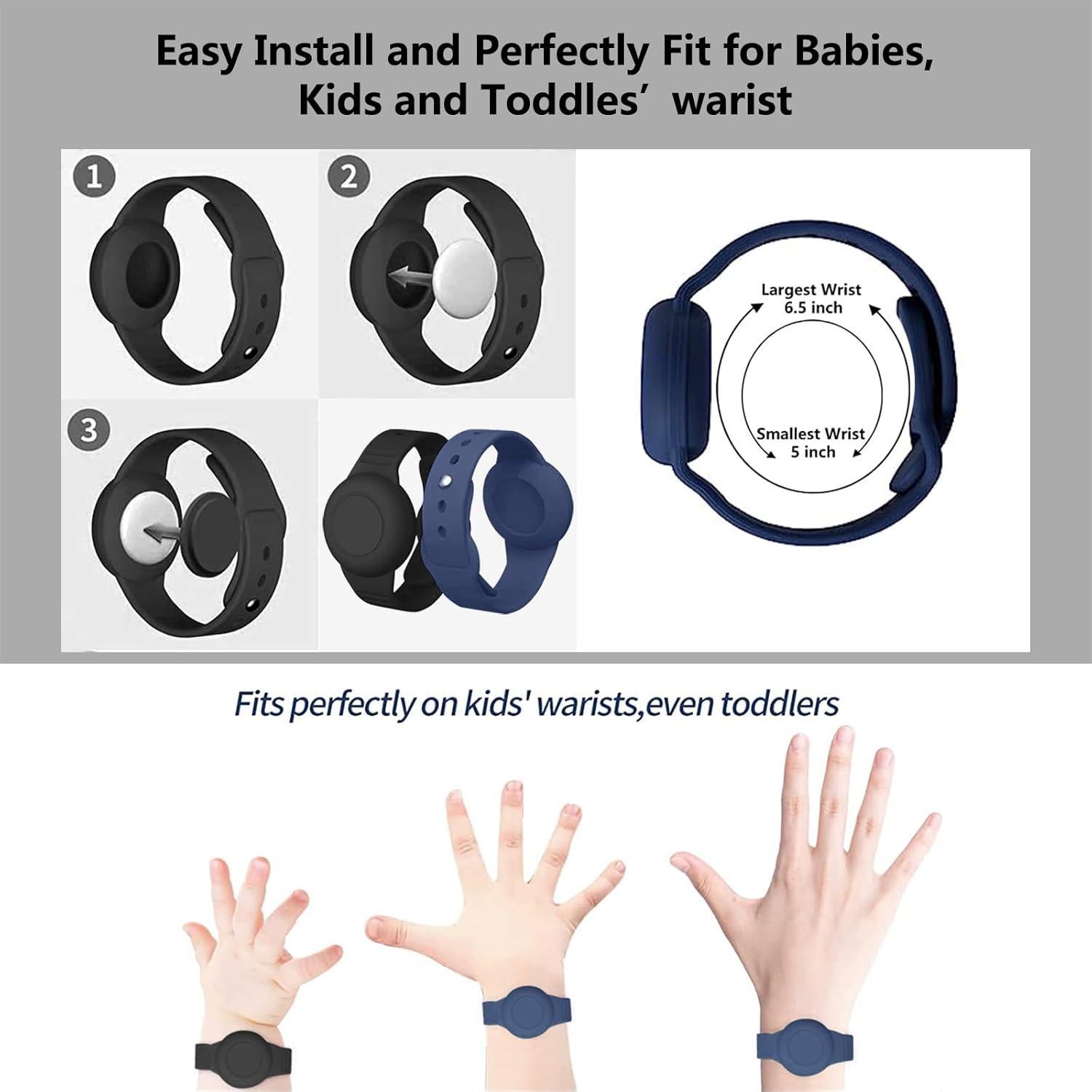 2 Pulseras Impermeables AirTag Niños - Silicona Ajustable