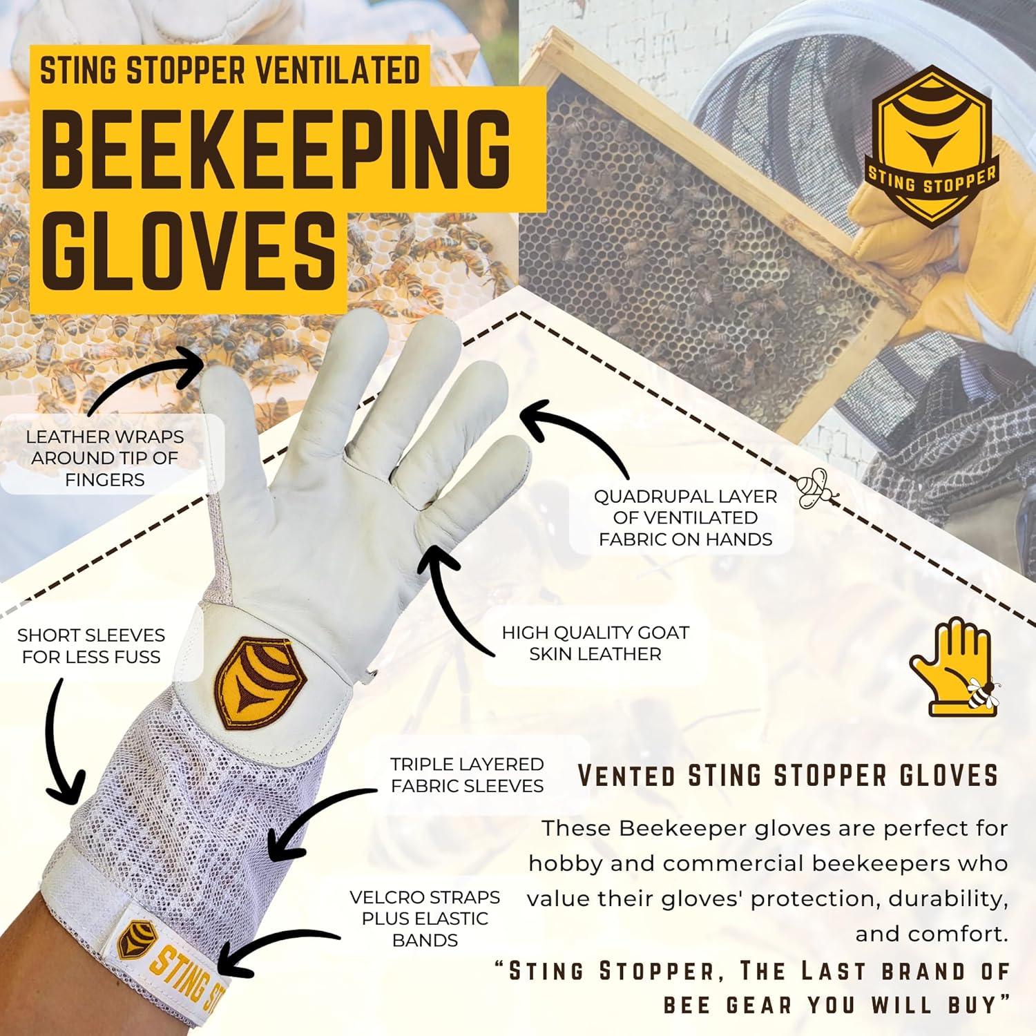 Guantes de Apicultura Foxhound Blanco Pequeño Cuero de Cabra