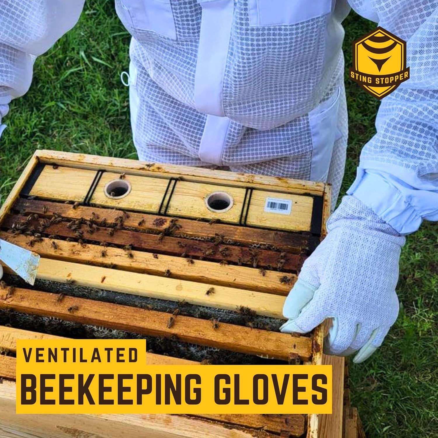 Guantes de Apicultura Foxhound Blanco Pequeño Cuero de Cabra