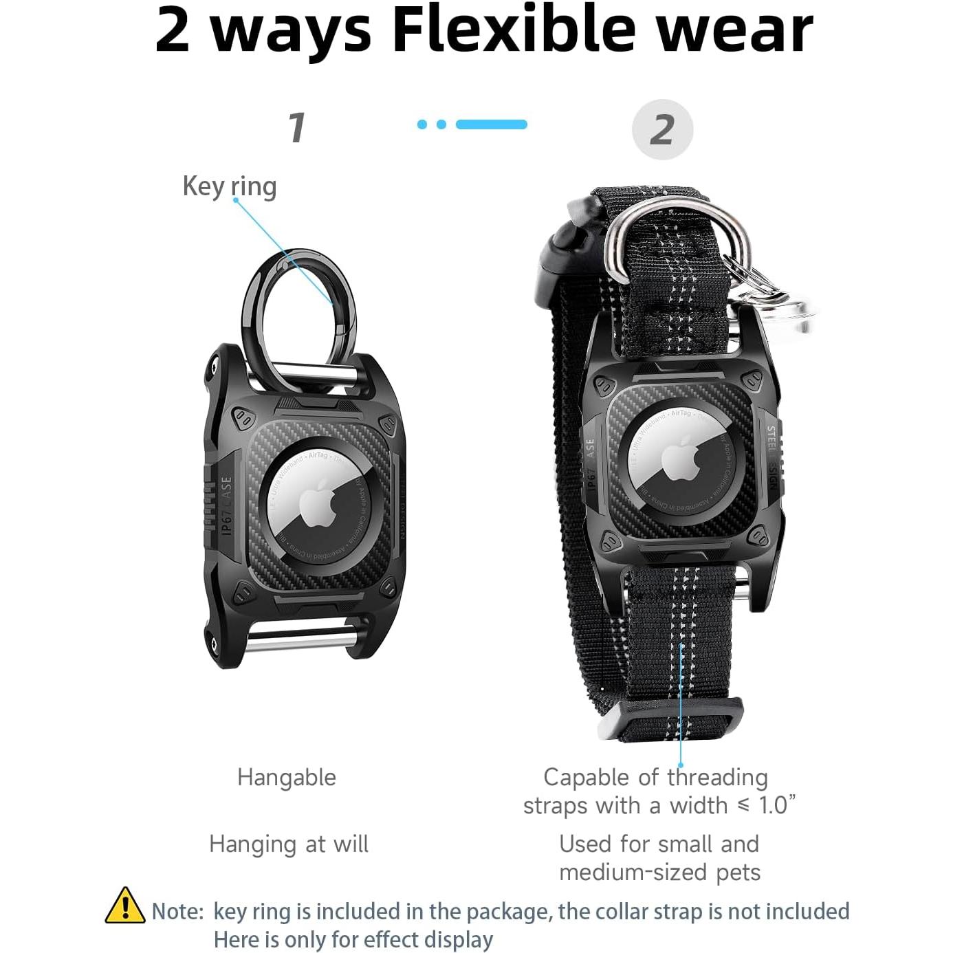 Soporte Airtag para Collar de Perro Sicthy Negro Impermeable