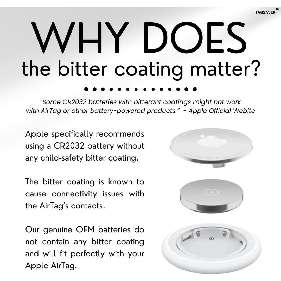 Baterías de Reemplazo CR2032 TagSaver para Apple AirTag - Paquete de 4