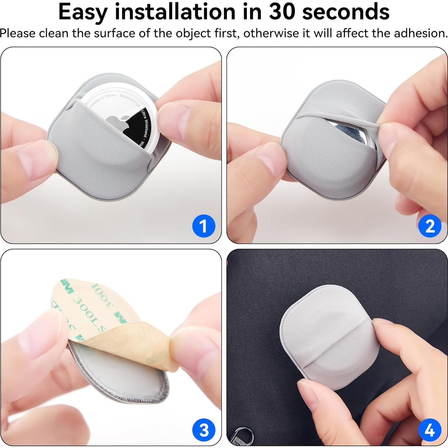 Funda Adhesiva para AirTag DDJ - 2 Pack Gris, Ligera y Protectora