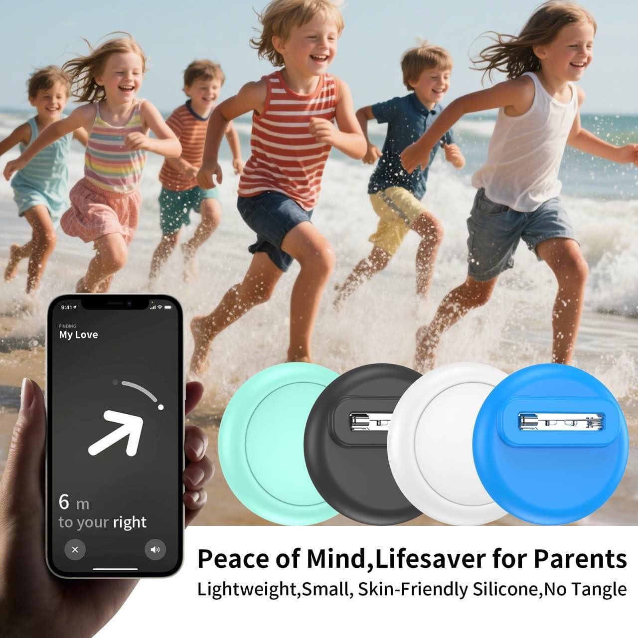 HATALKIN 4 Pack Kids Tracker Device Compatible with AirTag Holder for Kids, Fully Hidden Waterproof with Safety Pin GPS Tracker for Toddler,Children,Clothing,Backpack