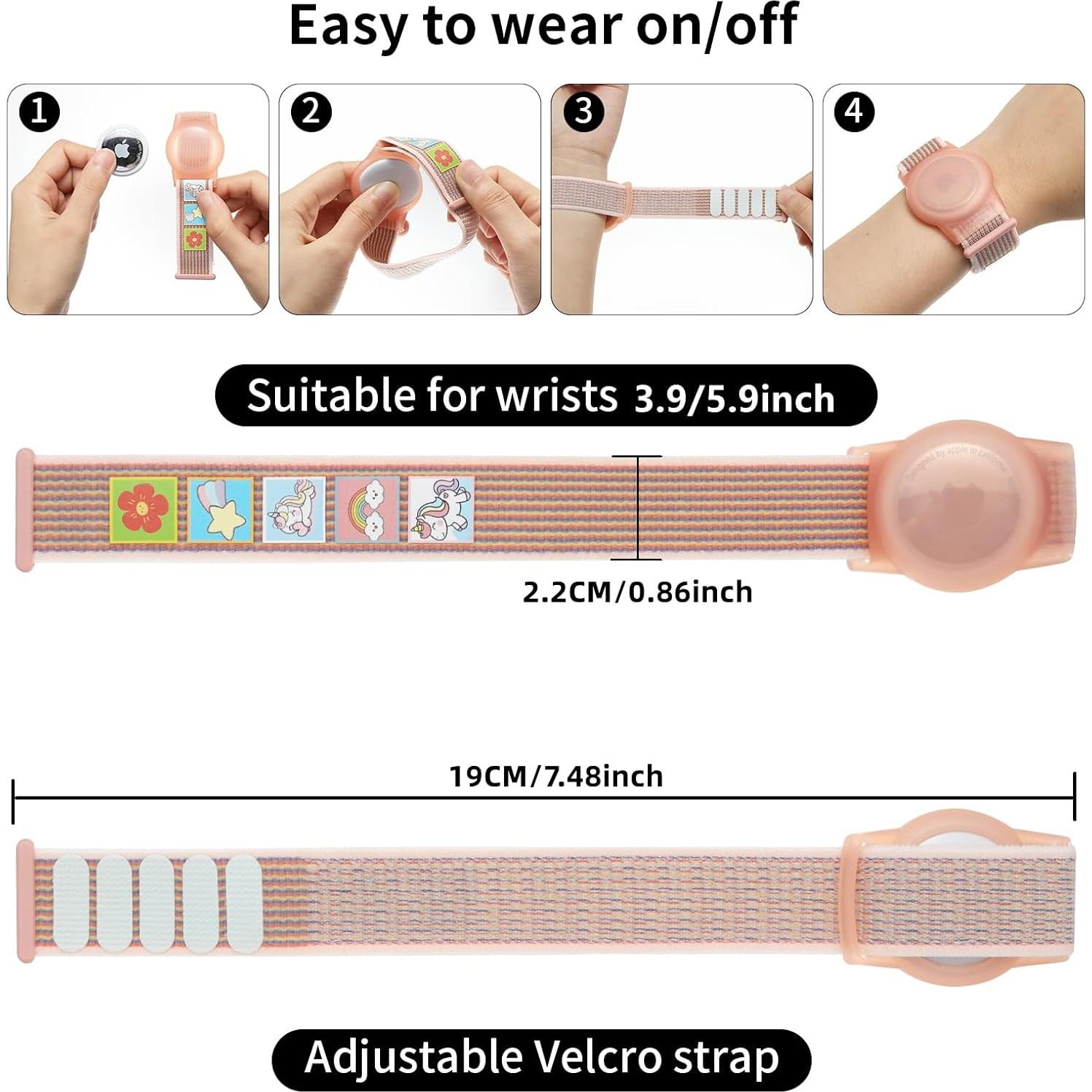 Pulsera AirTag Niños YUEYINGMG Naranja Unicornio Ajustable