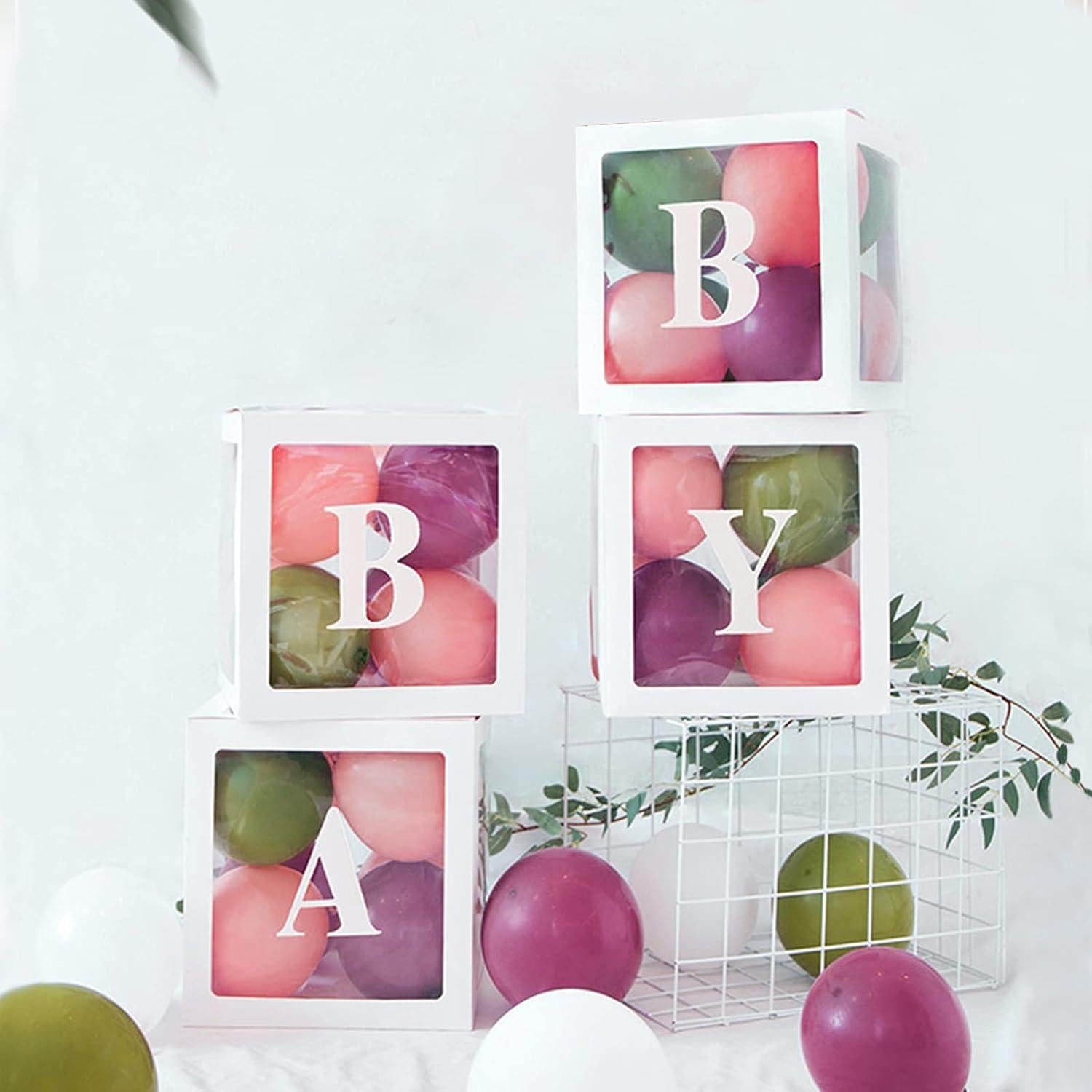 Cajas para Bebés QPEY 4PCS con Letras para Baby Shower