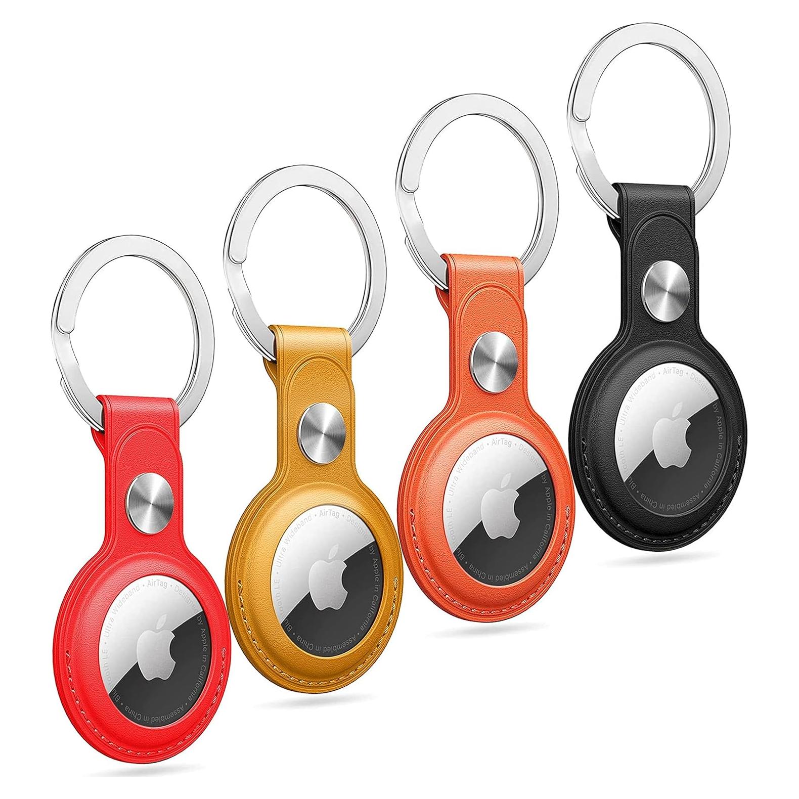 Soporte de cuero PU para Apple AirTag - 4 paquetes