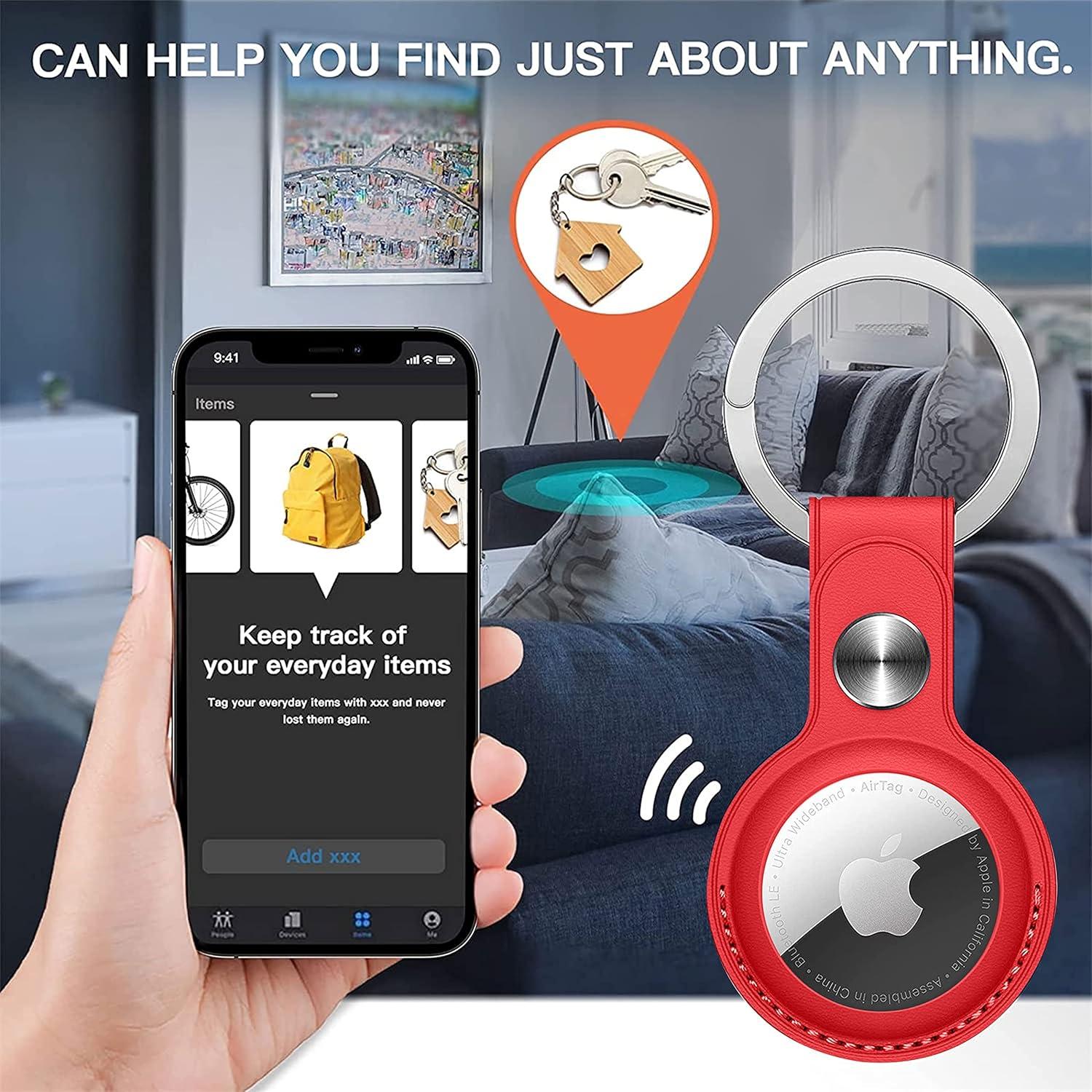 Soporte de cuero PU para Apple AirTag - 4 paquetes