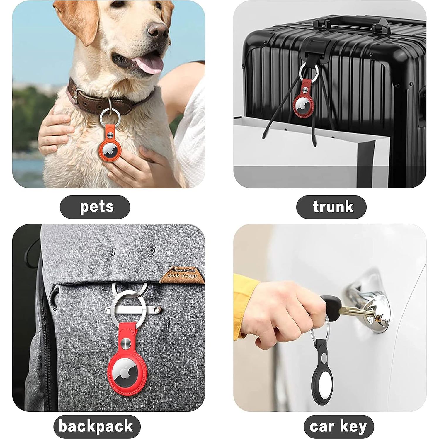 Soporte de cuero PU para Apple AirTag - 4 paquetes