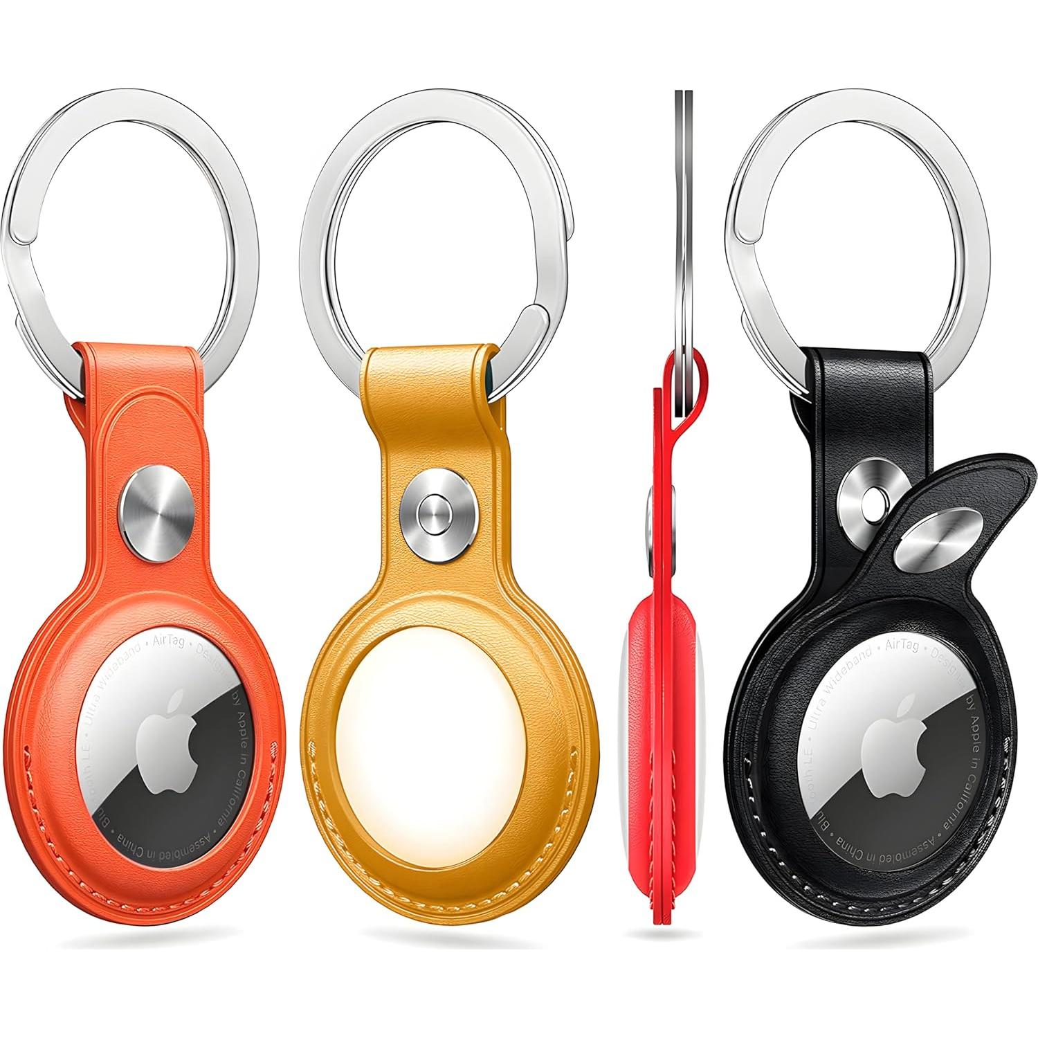 Soporte de cuero PU para Apple AirTag - 4 paquetes