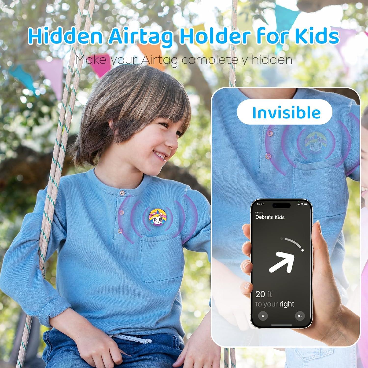 Soporte Oculto para AirTag Motande - 4 Fundas Silicona Niños