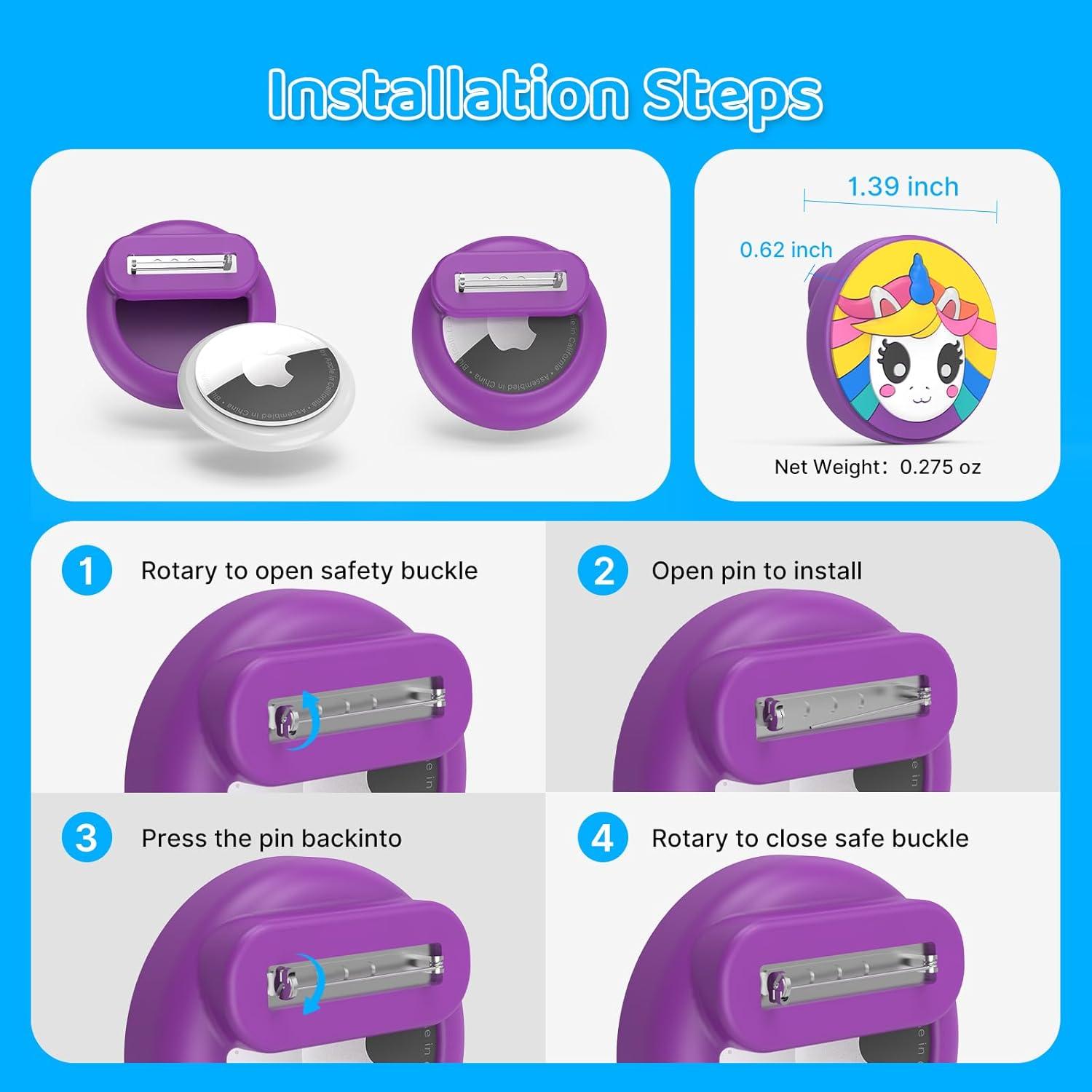 Soporte Oculto para AirTag Motande - 4 Fundas Silicona Niños