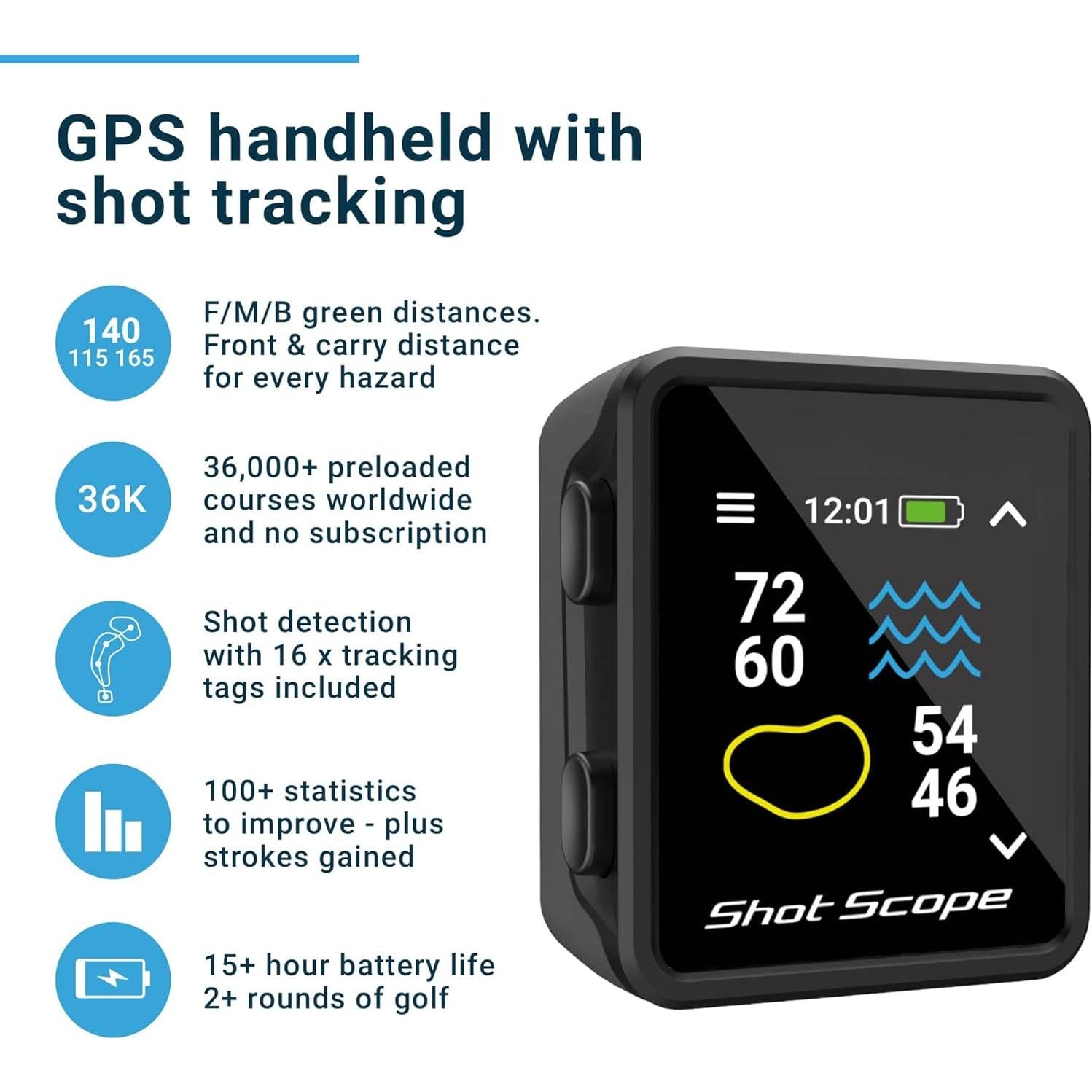 GPS de mano Shot Scope H4 - Seguimiento de golpes y distancias