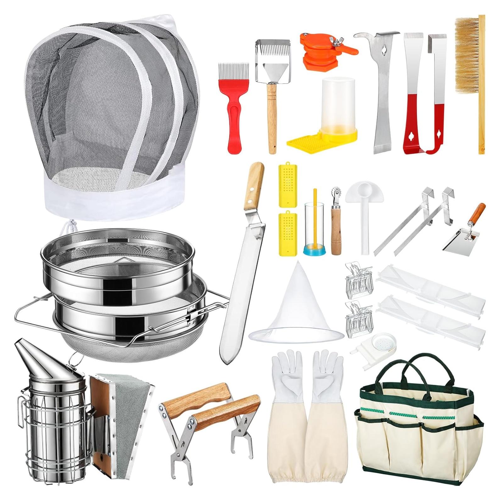 Kit de Apicultura Tioncy 28 Piezas con Ahumador y Velo