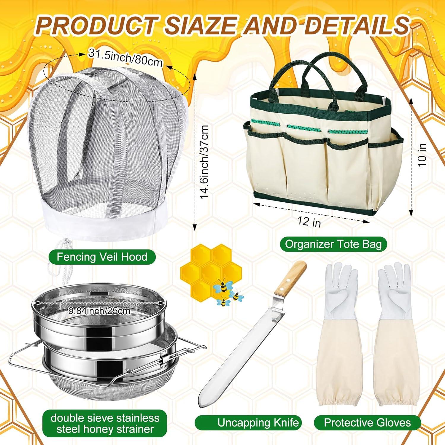 Kit de Apicultura Tioncy 28 Piezas con Ahumador y Velo