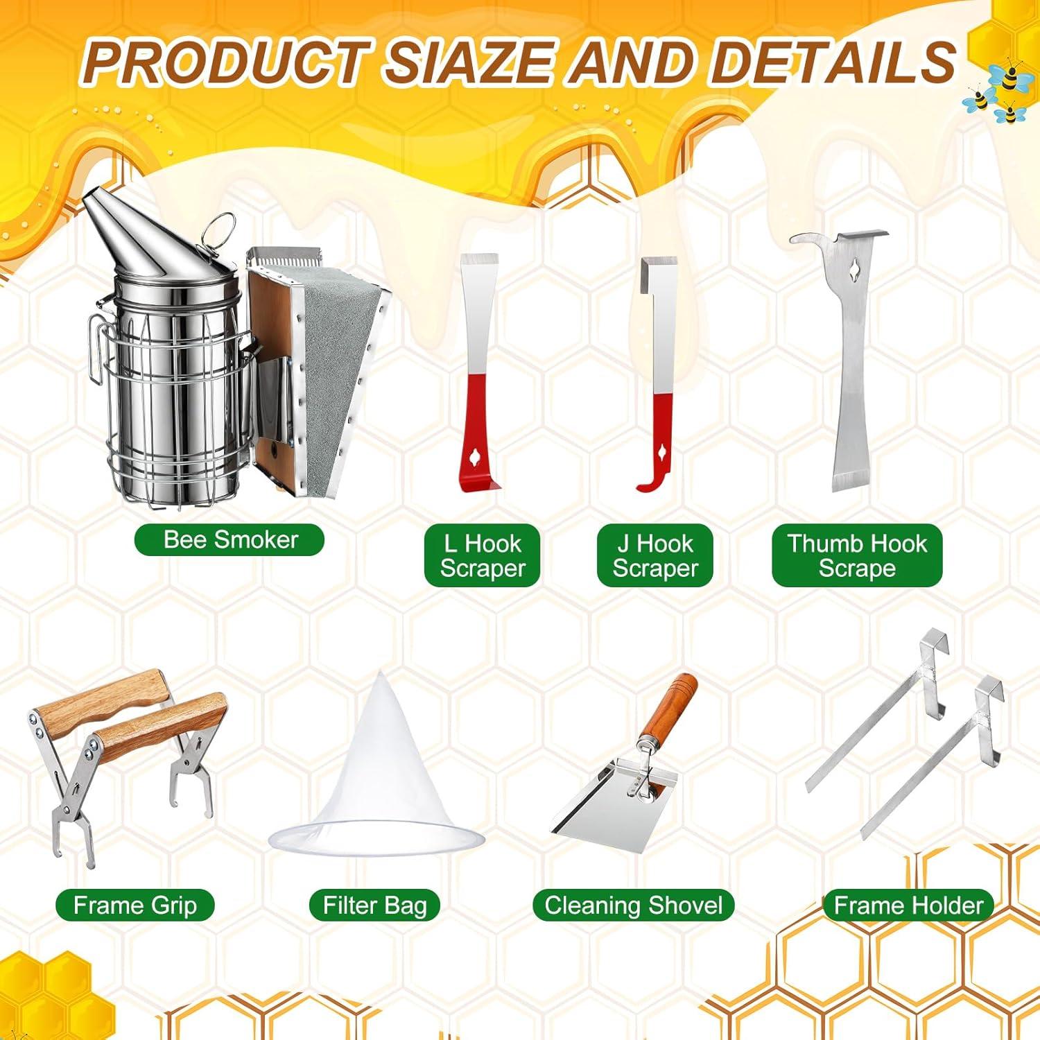 Kit de Apicultura Tioncy 28 Piezas con Ahumador y Velo