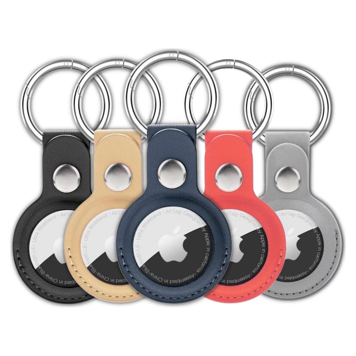 Soporte de llavero cuero para Air Tag Apple - Paquete 5 colores