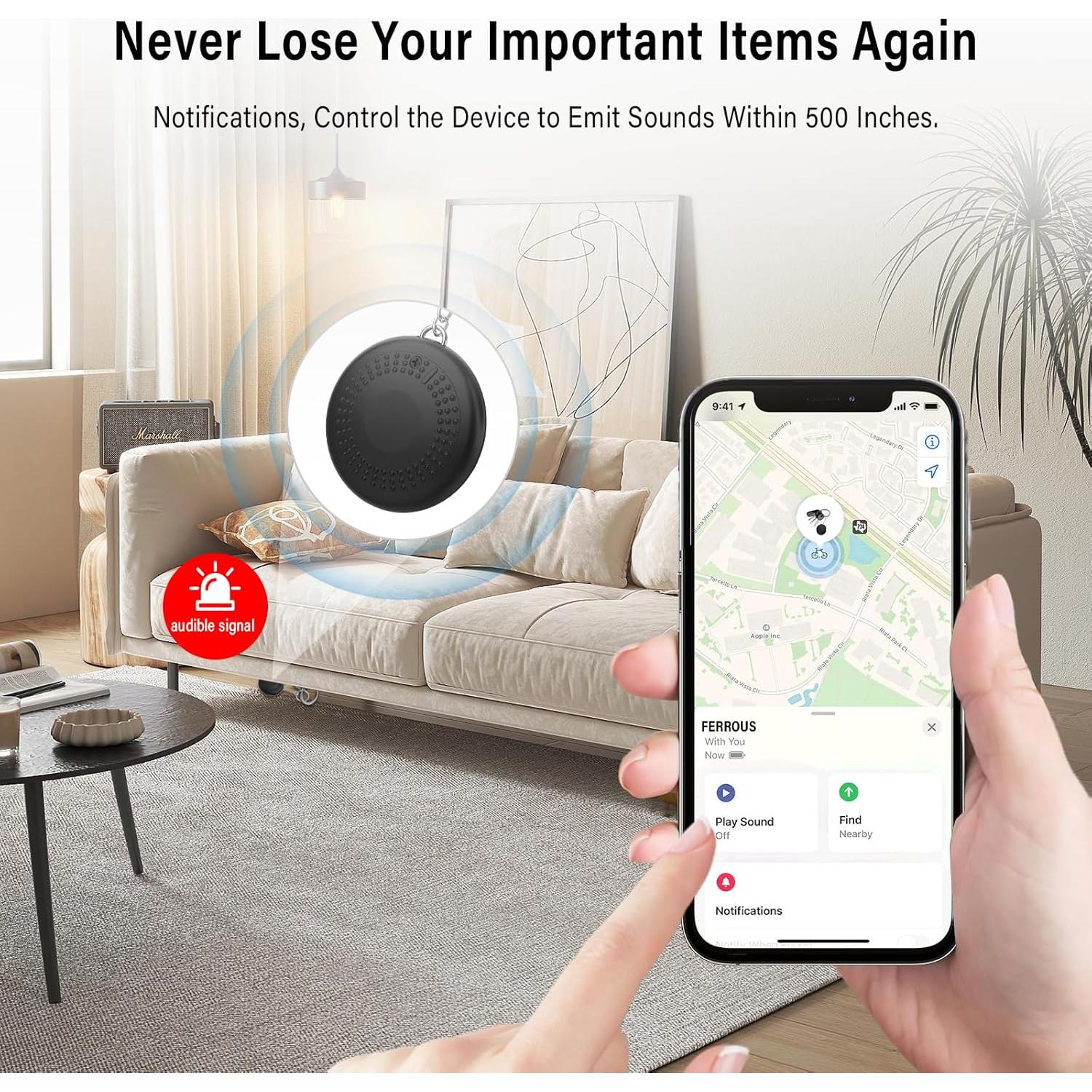 Rastreador de Llaves Bluetooth MFi para iOS - 1 Pack Negro