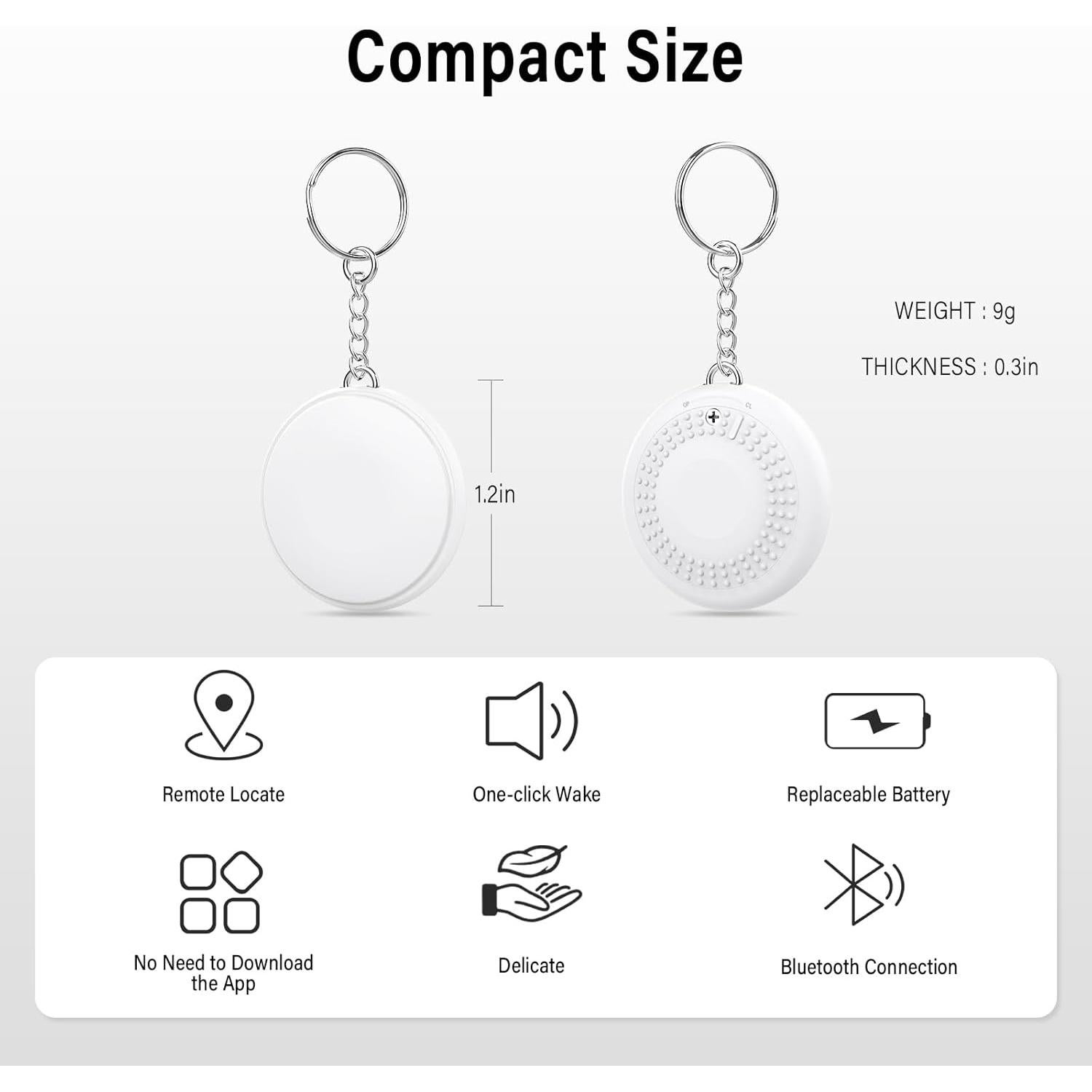 Rastreador de Llaves Bluetooth MFi para iOS - 1 Pack Negro