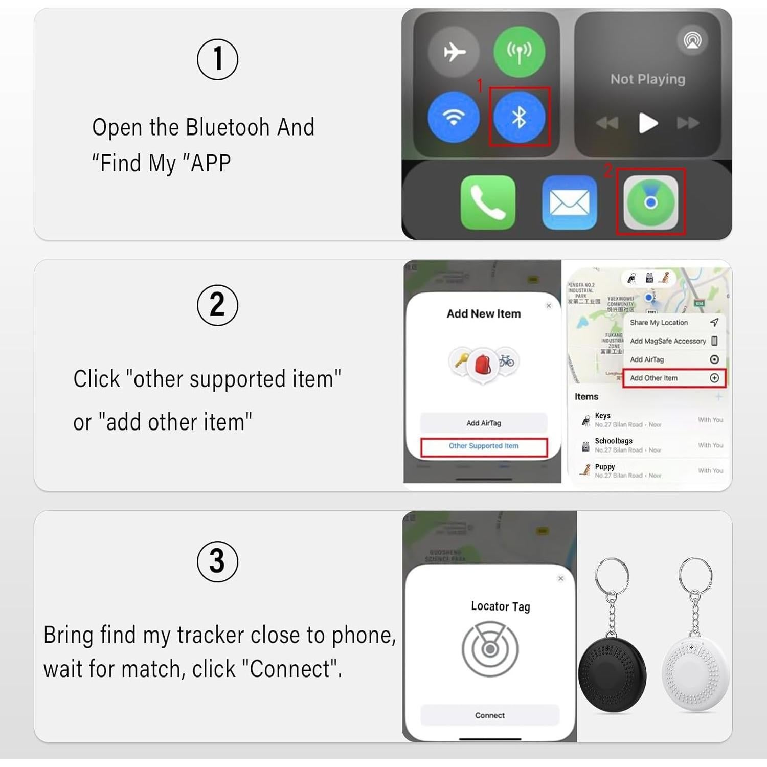 Rastreador de Llaves Bluetooth MFi para iOS - 1 Pack Negro