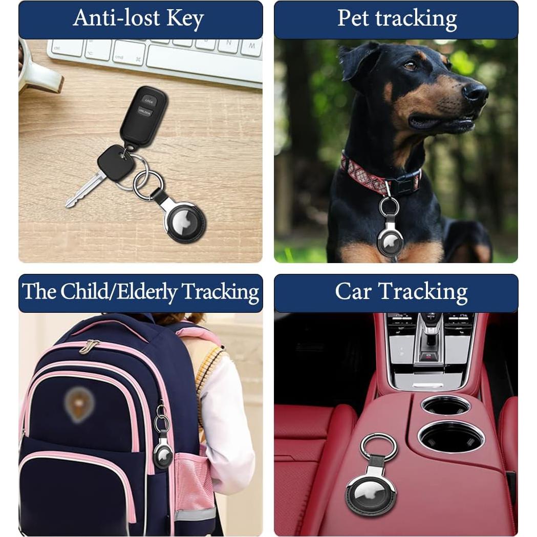 Funda de Cuero para Llavero AirTag Sichy Azul - Soporte Anti-Pérdida