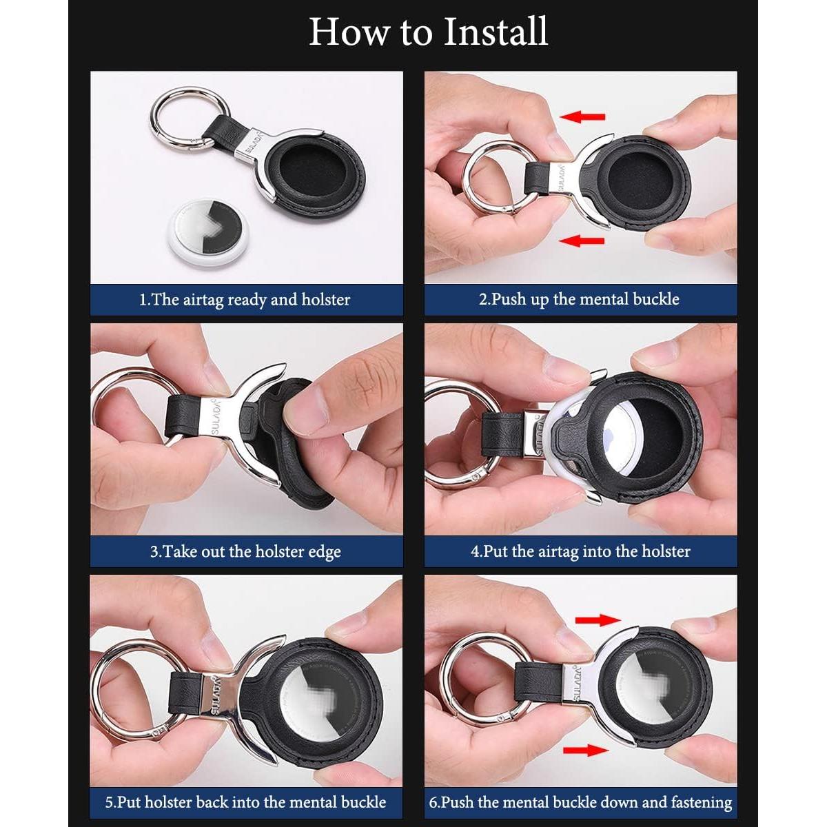 Funda de Cuero para Llavero AirTag Sichy Azul - Soporte Anti-Pérdida