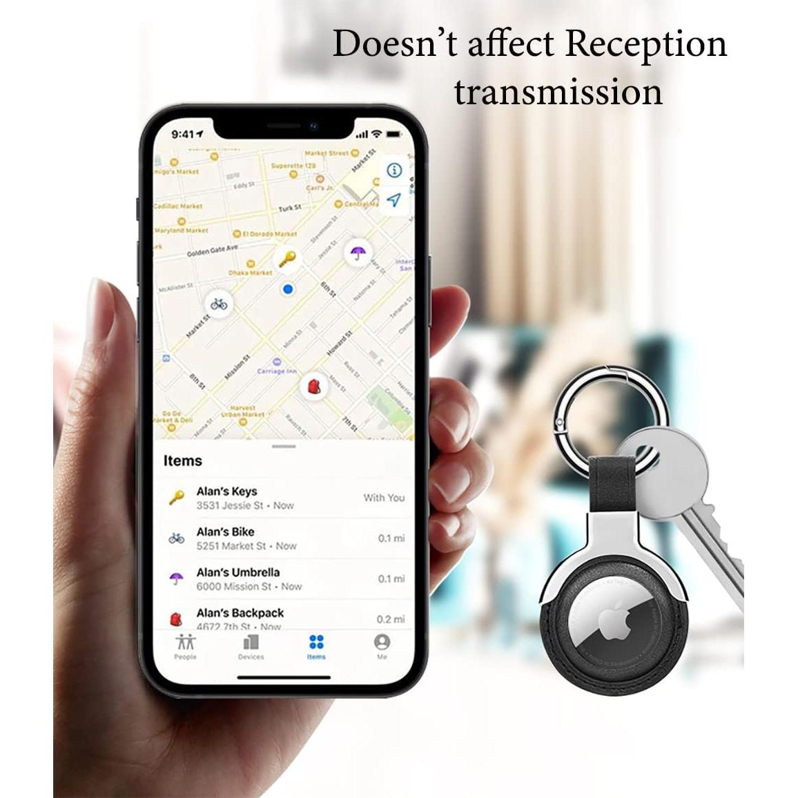 Funda de Cuero para Llavero AirTag Sichy Azul - Soporte Anti-Pérdida