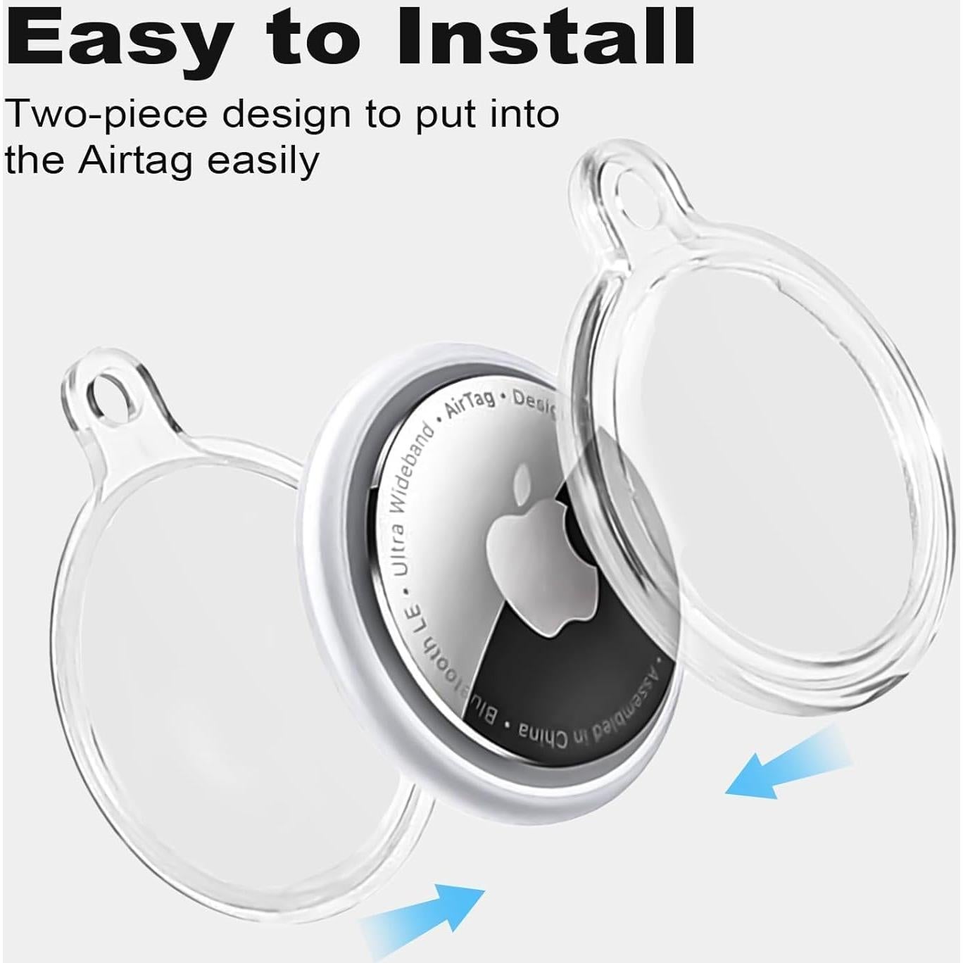 for Airtag Holder，for Air Tag Case，Waterproof for Airtags Case with Keychain，Anti-Scratch for Air Tags Key Chain for Tracking，Keys，Luggage，Accessories for GPS Item Finder Tracker，Clear