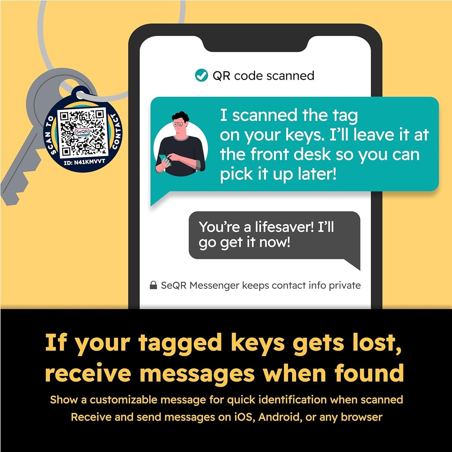 Etiquetas de Llaveros QR SeQR Personalizables 2.92x3.30cm