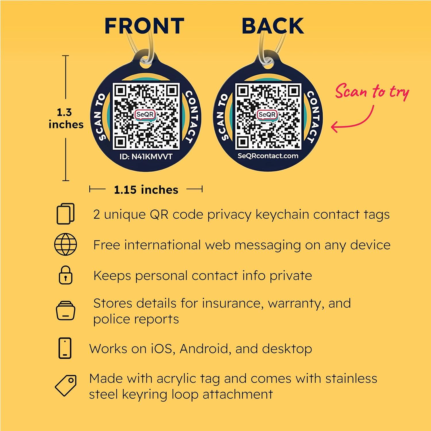 Etiquetas de Llaveros QR SeQR Personalizables 2.92x3.30cm