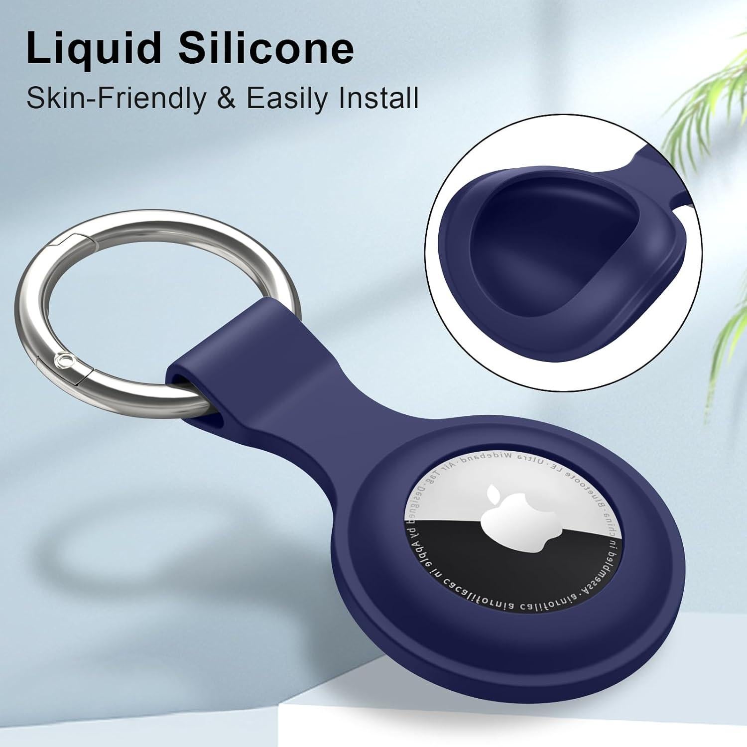 Meliya 4 Fundas Silicona para Apple AirTag - Negro, Blanco, Gris, Azul