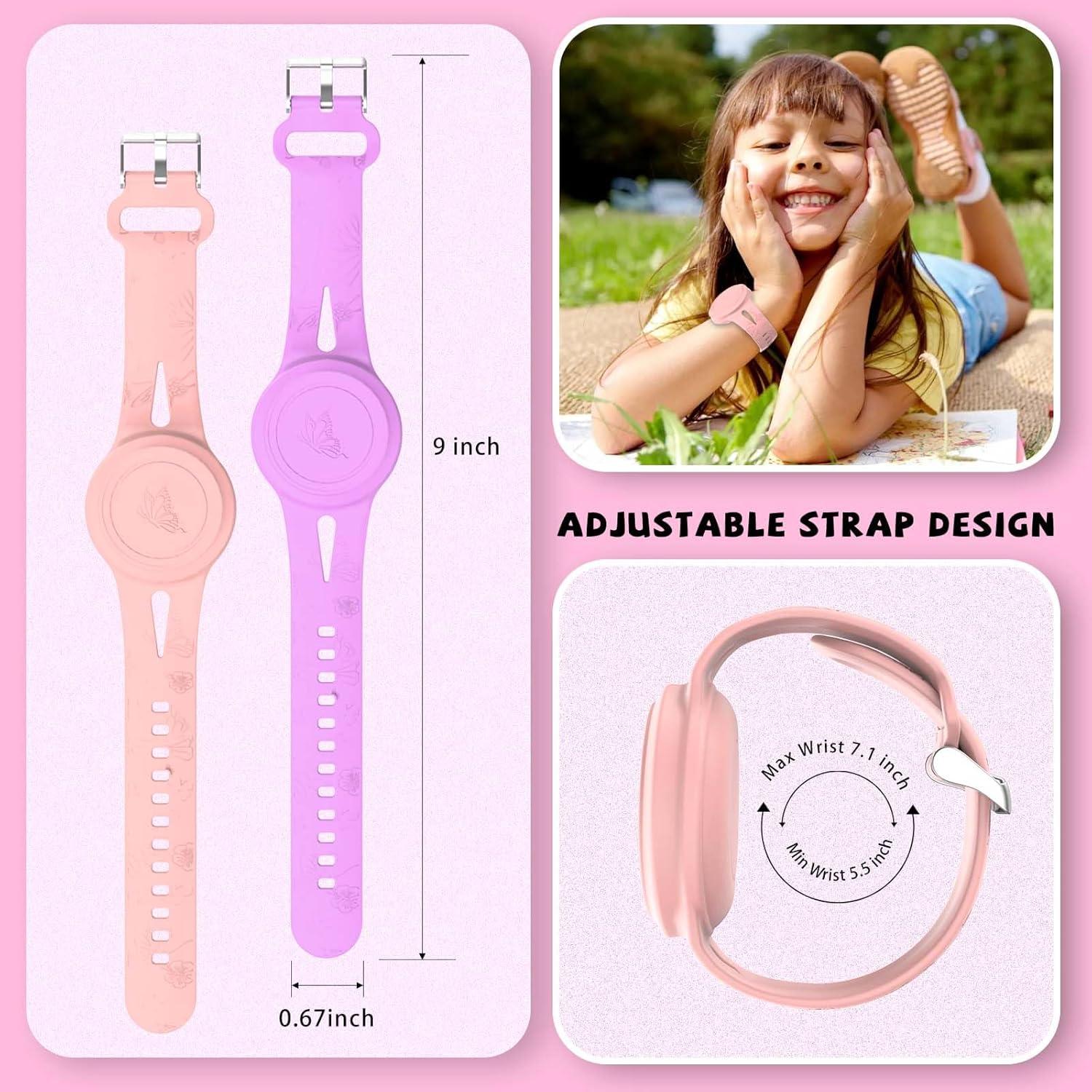 Pulsera Impermeable para AirTag FGERWZ 2 Pack Rosa Morado