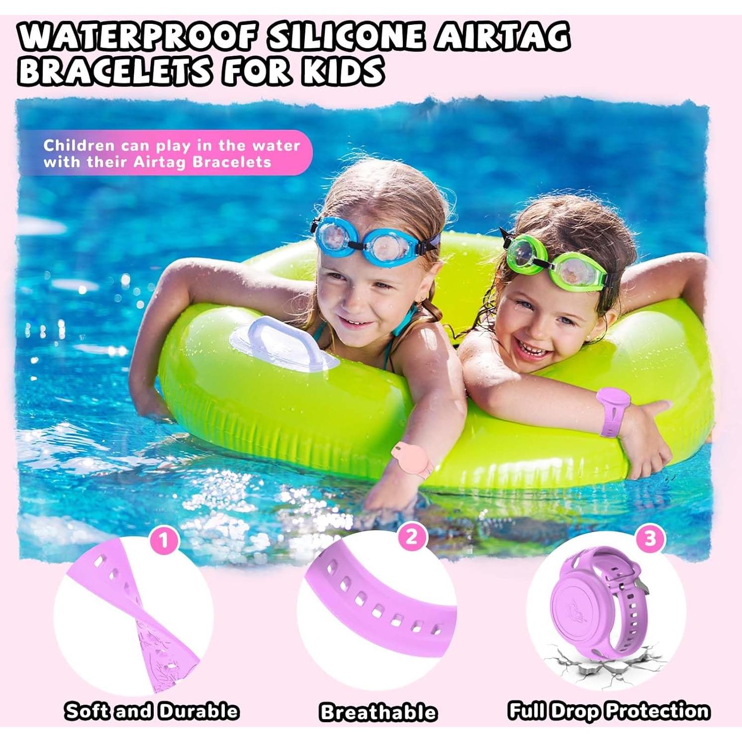 Pulsera Impermeable para AirTag FGERWZ 2 Pack Rosa Morado