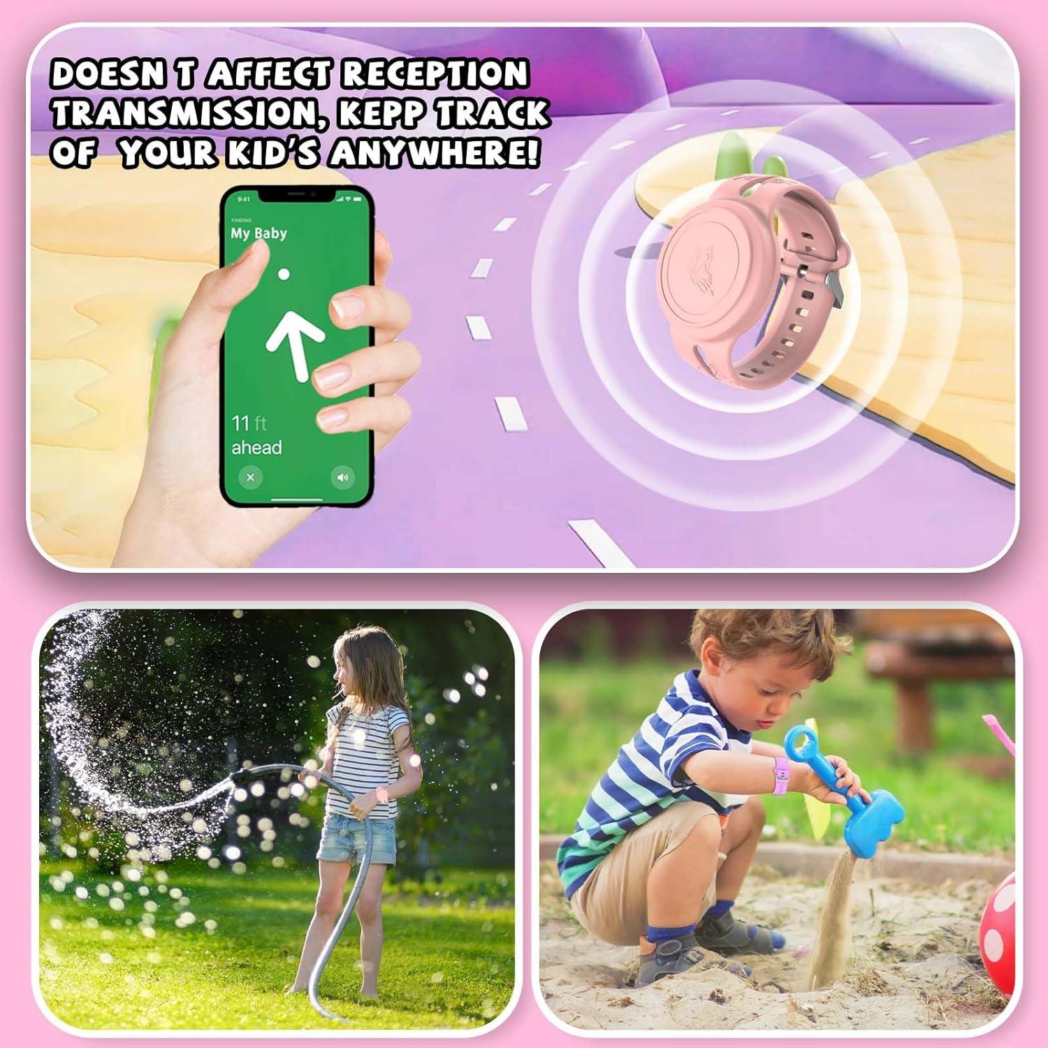 Pulsera Impermeable para AirTag FGERWZ 2 Pack Rosa Morado