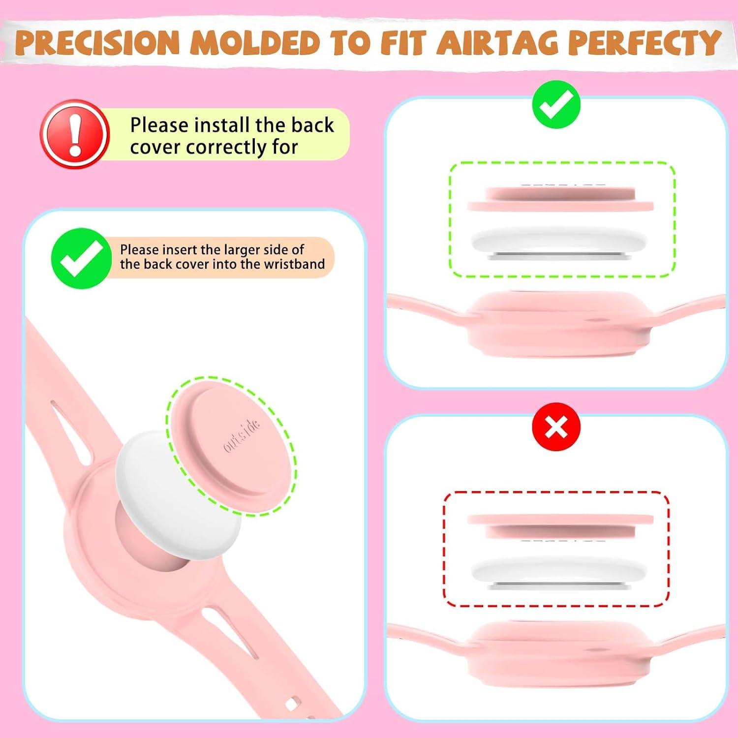 Pulsera Impermeable para AirTag FGERWZ 2 Pack Rosa Morado