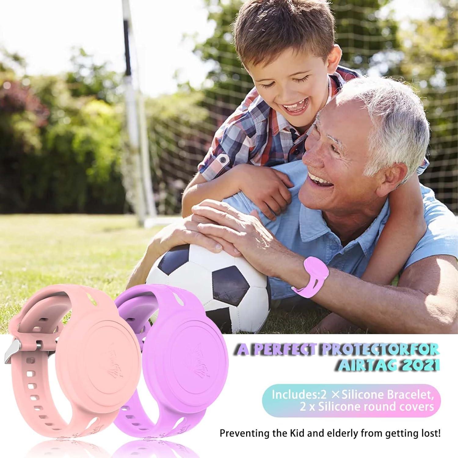 Pulsera Impermeable para AirTag FGERWZ 2 Pack Rosa Morado