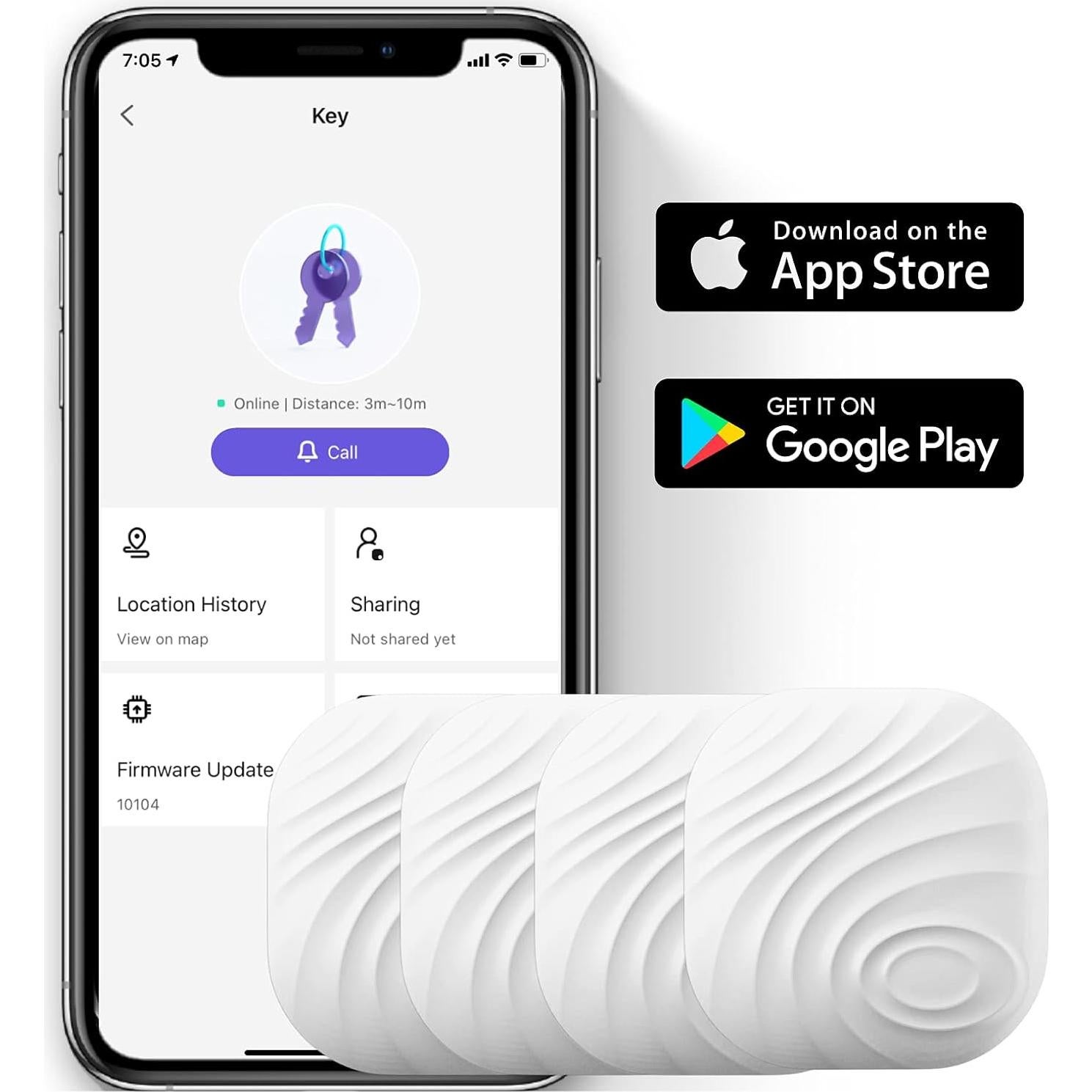 Localizador de Llaves Nutale Bluetooth 4 Piezas Blanco