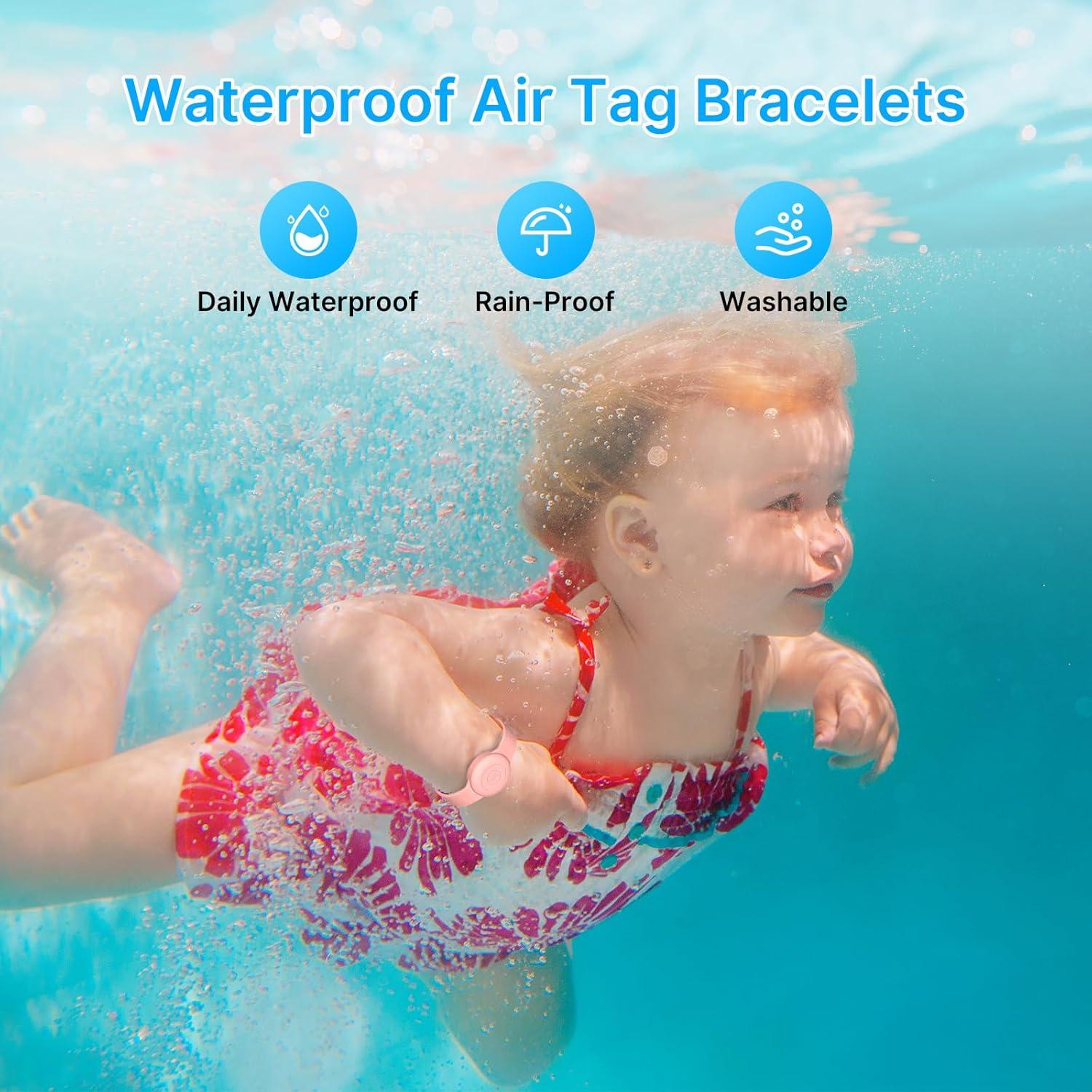 Pulsera de Silicona Impermeable para AirTag Motande - Gris/Rosa